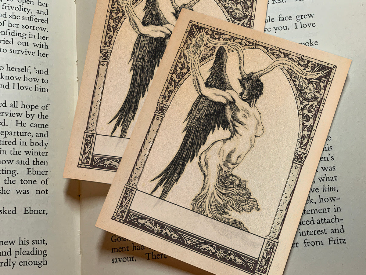 Diabolus Grotesque, Dark Academia Personalized Ex-Libris Bookplates,  Crafted on Traditional Gummed Paper, 3in x 4in, Set of 30
