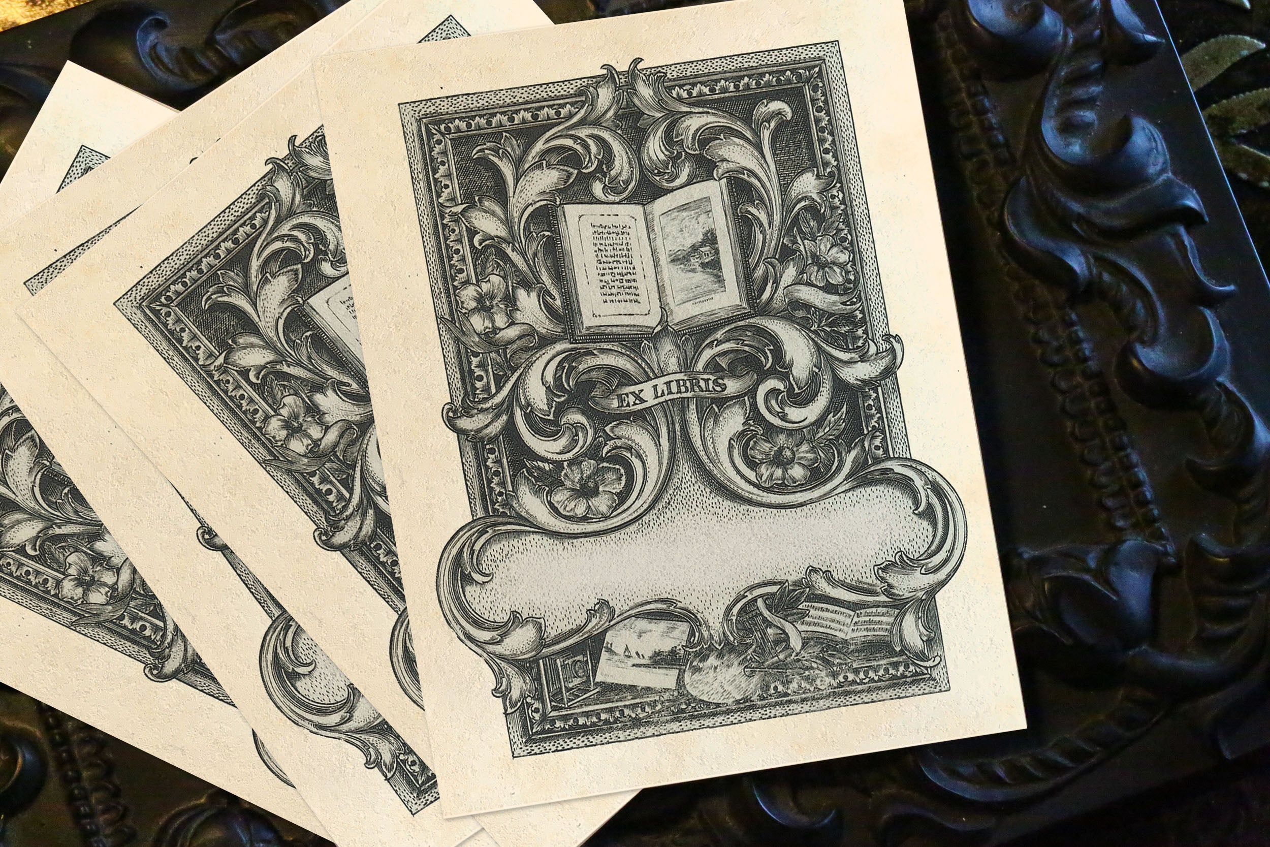 Artistic Renaissance, Personalized Ex-Libris Bookplates, Crafted on Traditional Gummed Paper, 3in x 4in, Set of 30