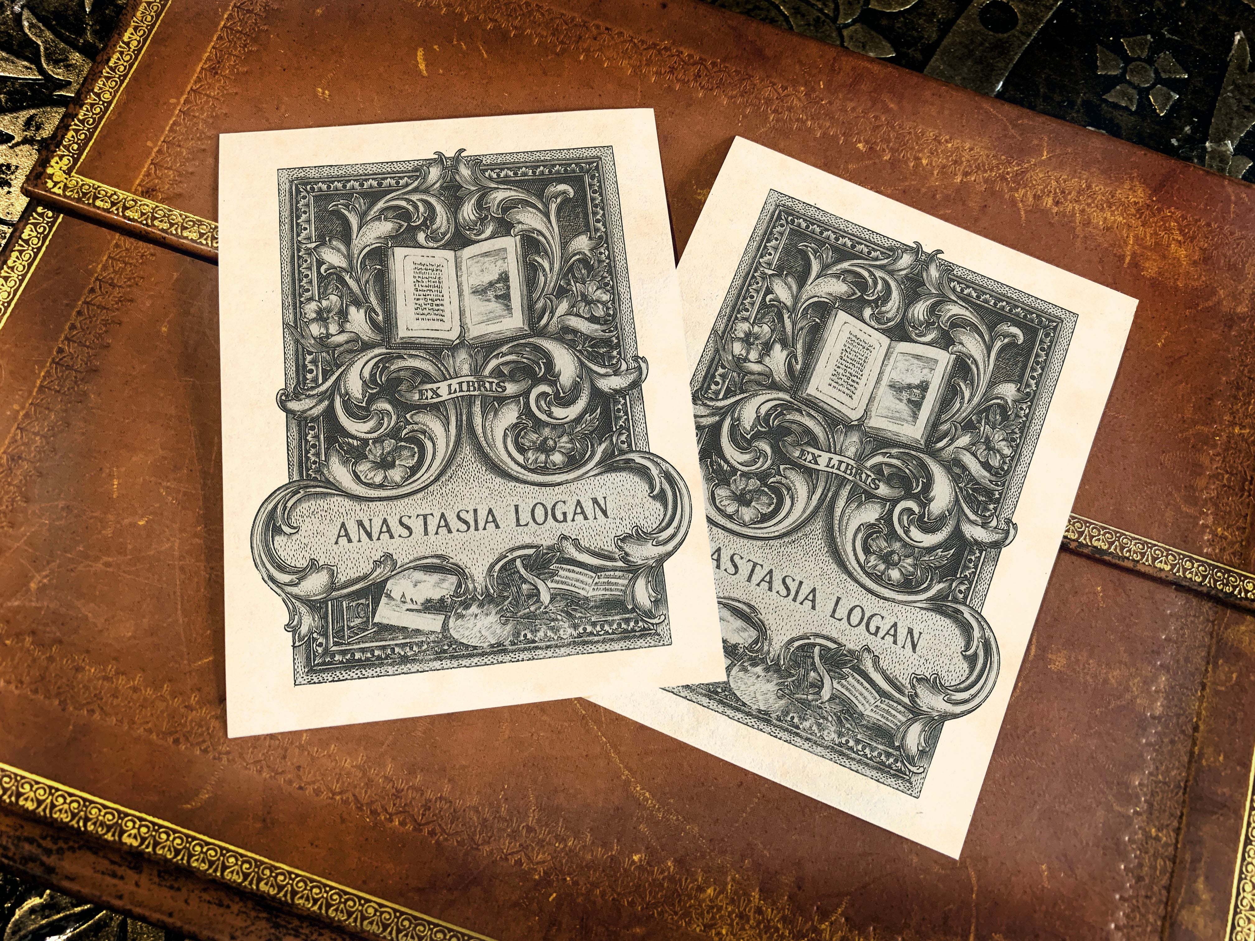 Artistic Renaissance, Personalized Ex-Libris Bookplates, Crafted on Traditional Gummed Paper, 3in x 4in, Set of 30