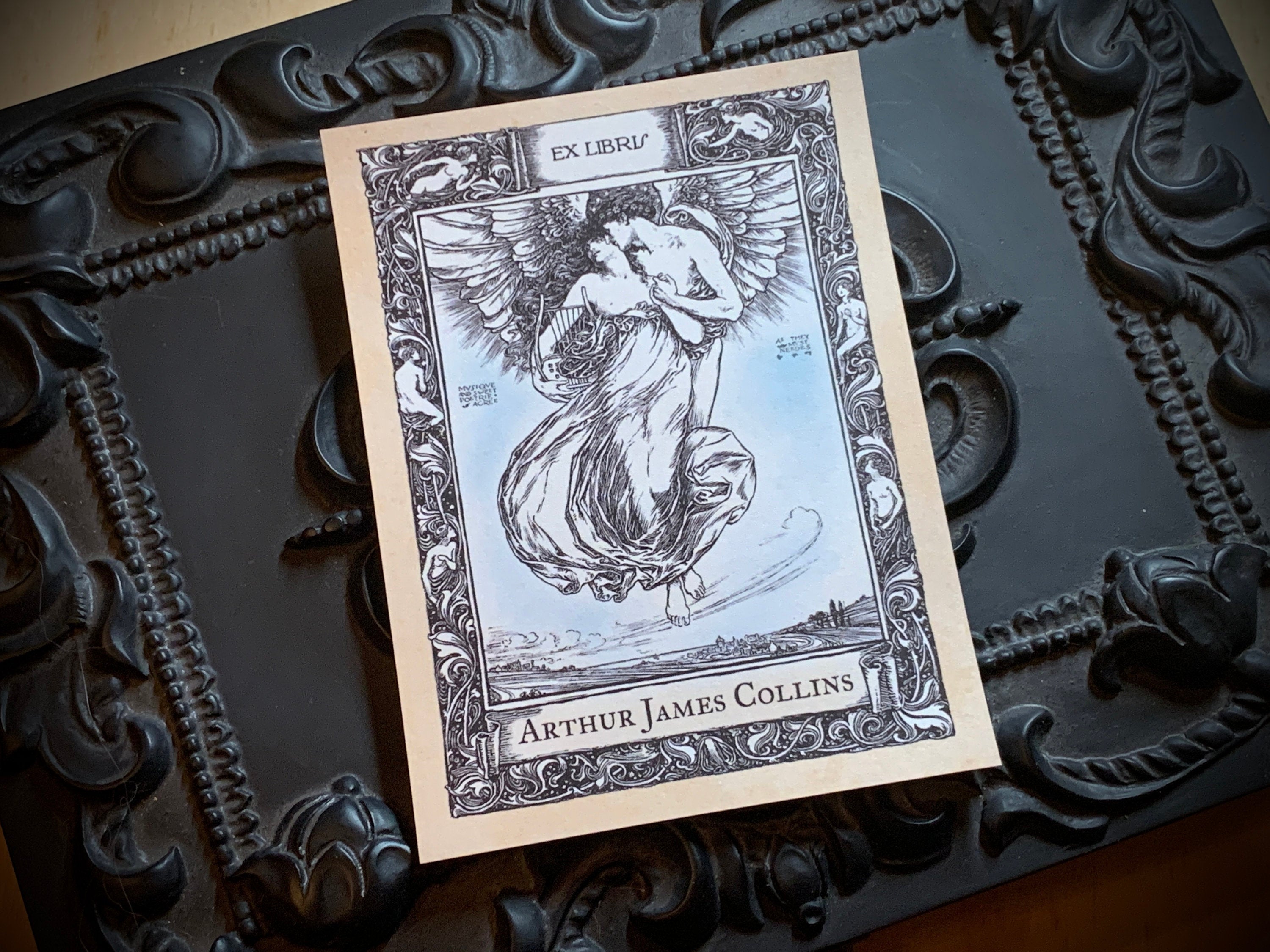 Cupid and Psyche, Personalized Ex-Libris Bookplates, Crafted on Traditional Gummed Paper, 3in x 4in, Set of 30
