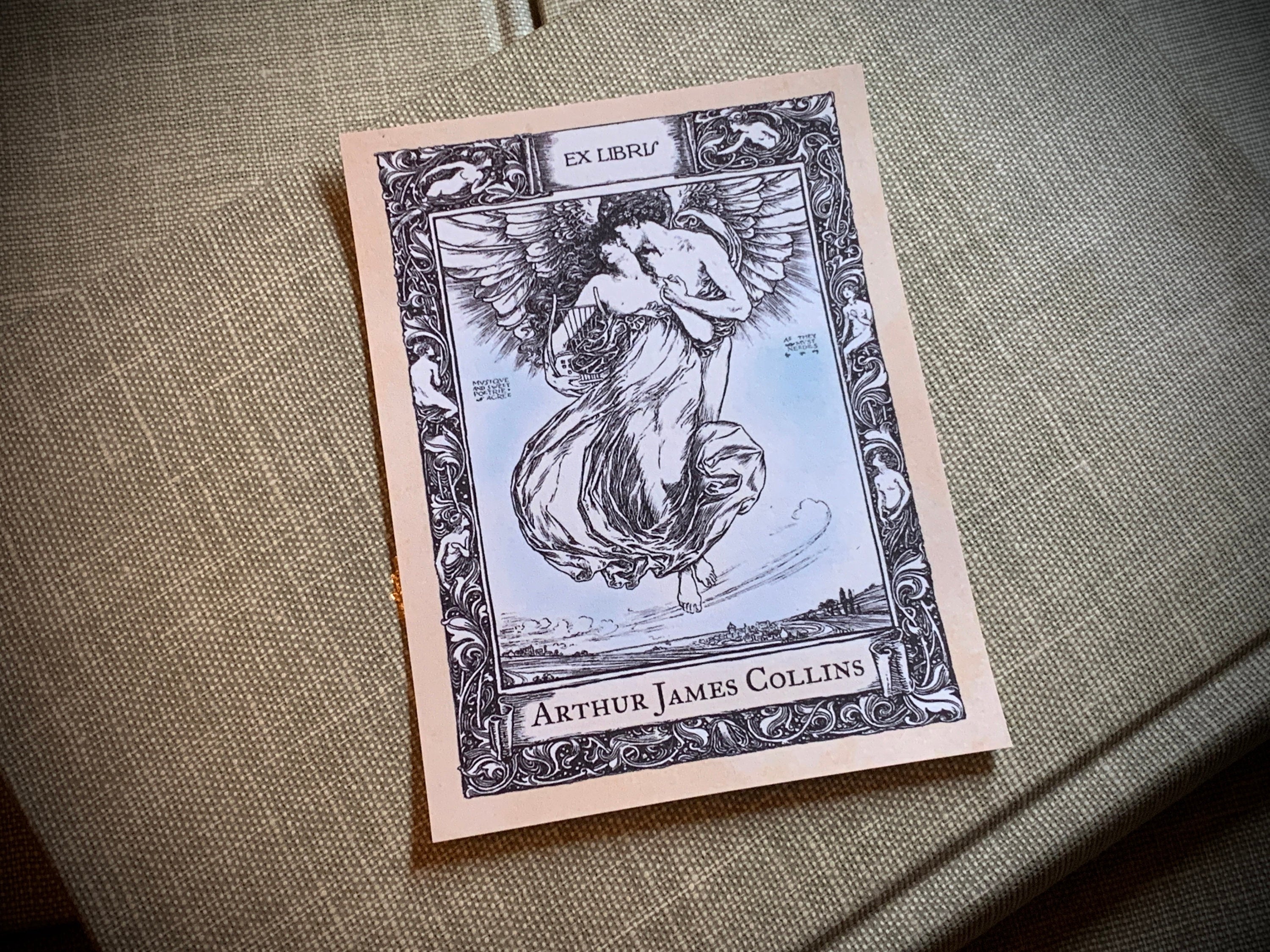 Cupid and Psyche, Personalized Ex-Libris Bookplates, Crafted on Traditional Gummed Paper, 3in x 4in, Set of 30