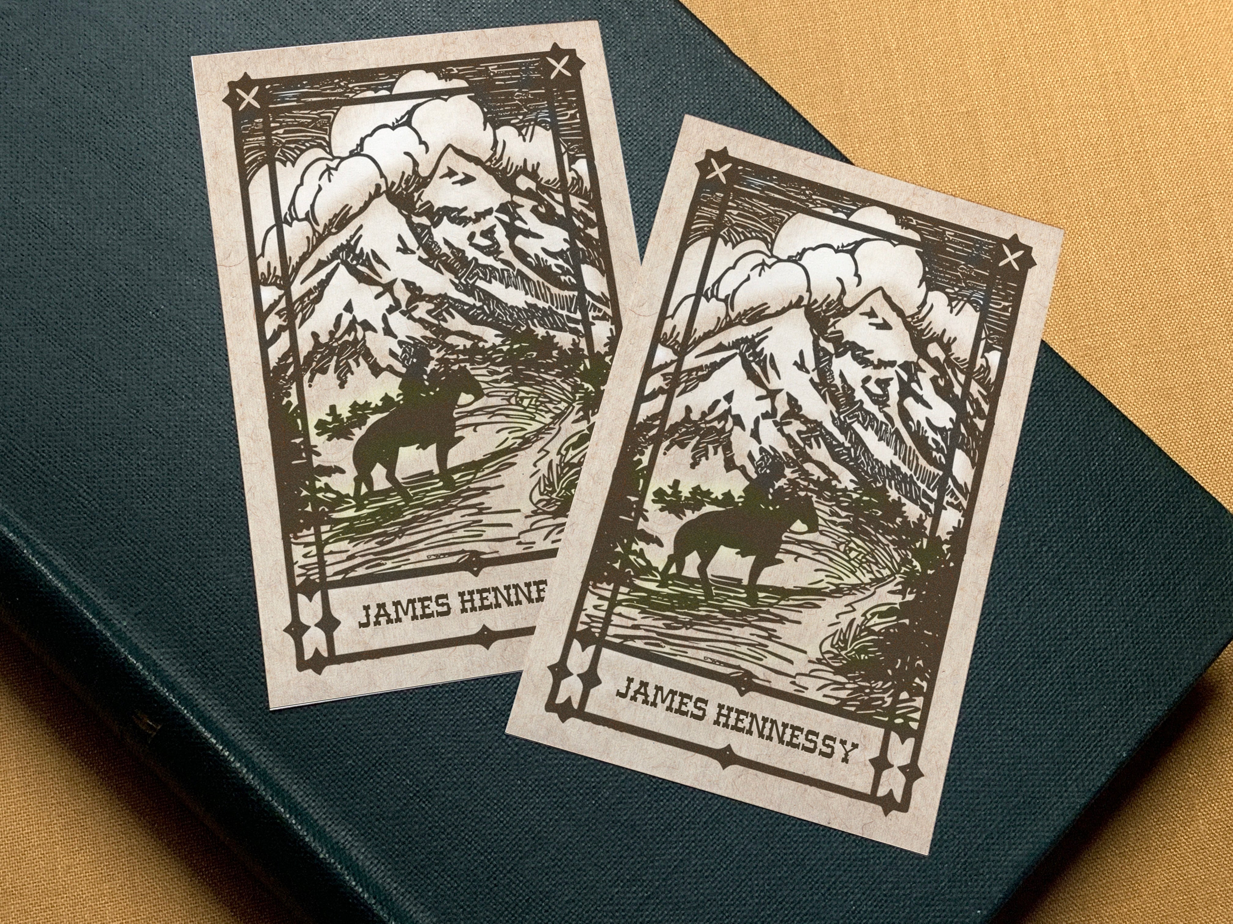 Cowboy in the Mountains, Personalized Ex-Libris Bookplates, Crafted on Traditional Gummed Paper, 2.5in x 4in, Set of 30