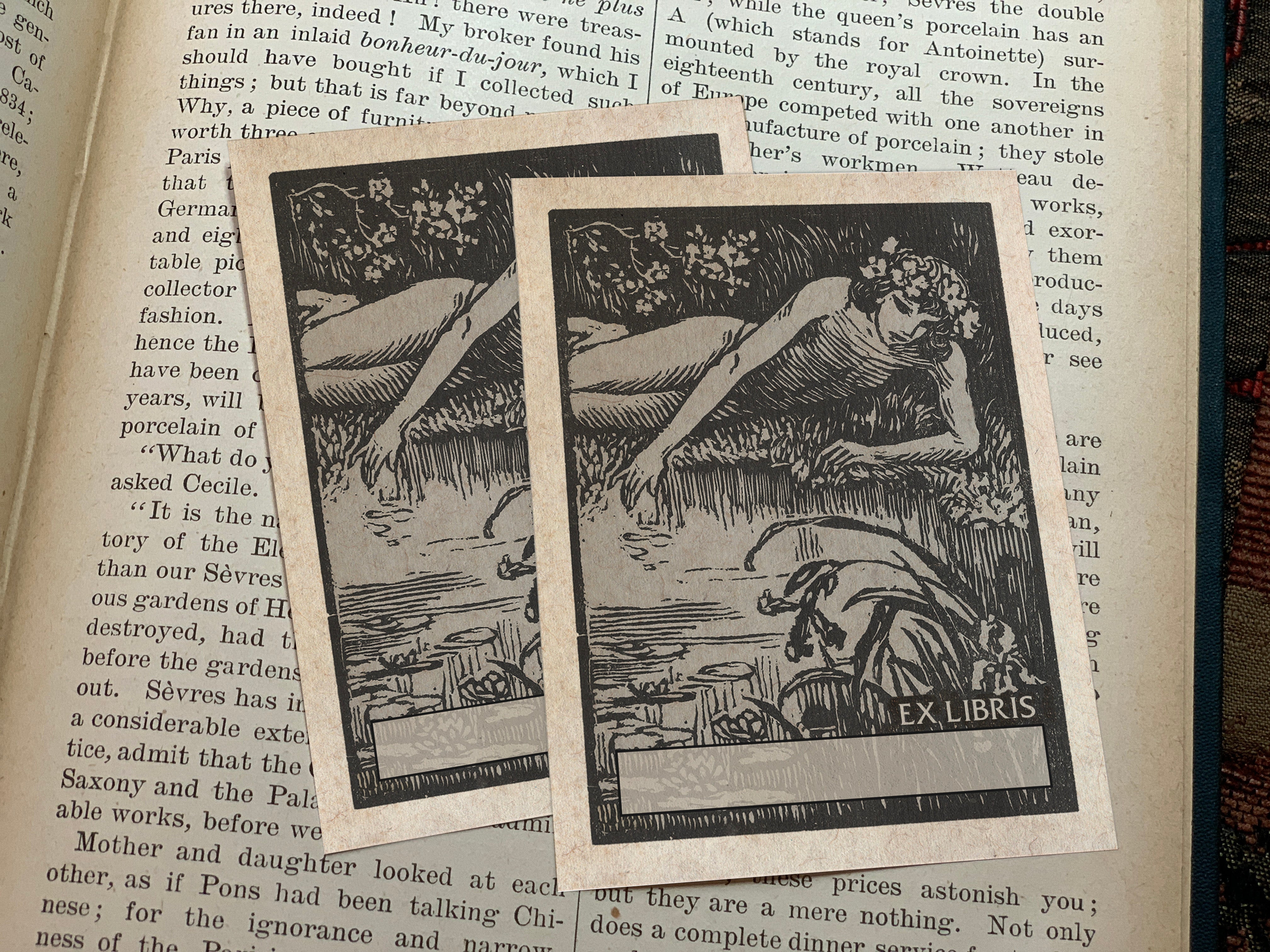 Narcissus, Mythological, Personalized Ex-Libris Bookplates, Crafted on Traditional Gummed Paper, 2.5in x 4in, Set of 30