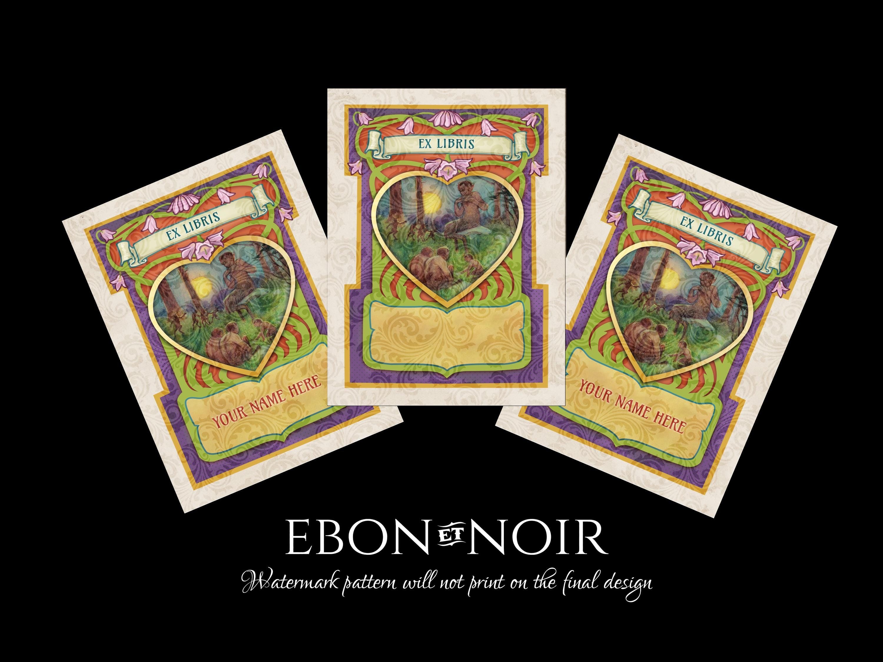 Faun Family, Personalized Fairytale Ex-Libris Bookplates, Crafted on Traditional Gummed Paper, 3in x 4in, Set of 30