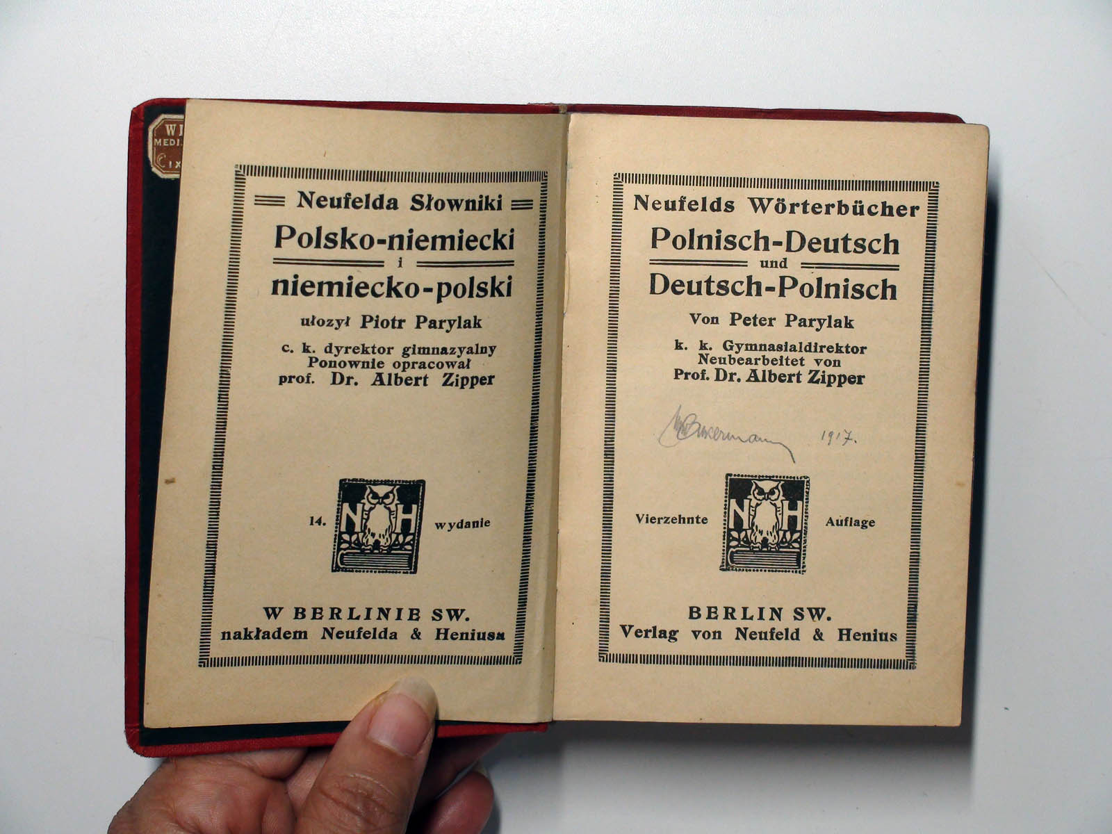 Dutch and Polish Vintage Dictionary, Neufelds Worterbucher, Peter Parylak, c1917
