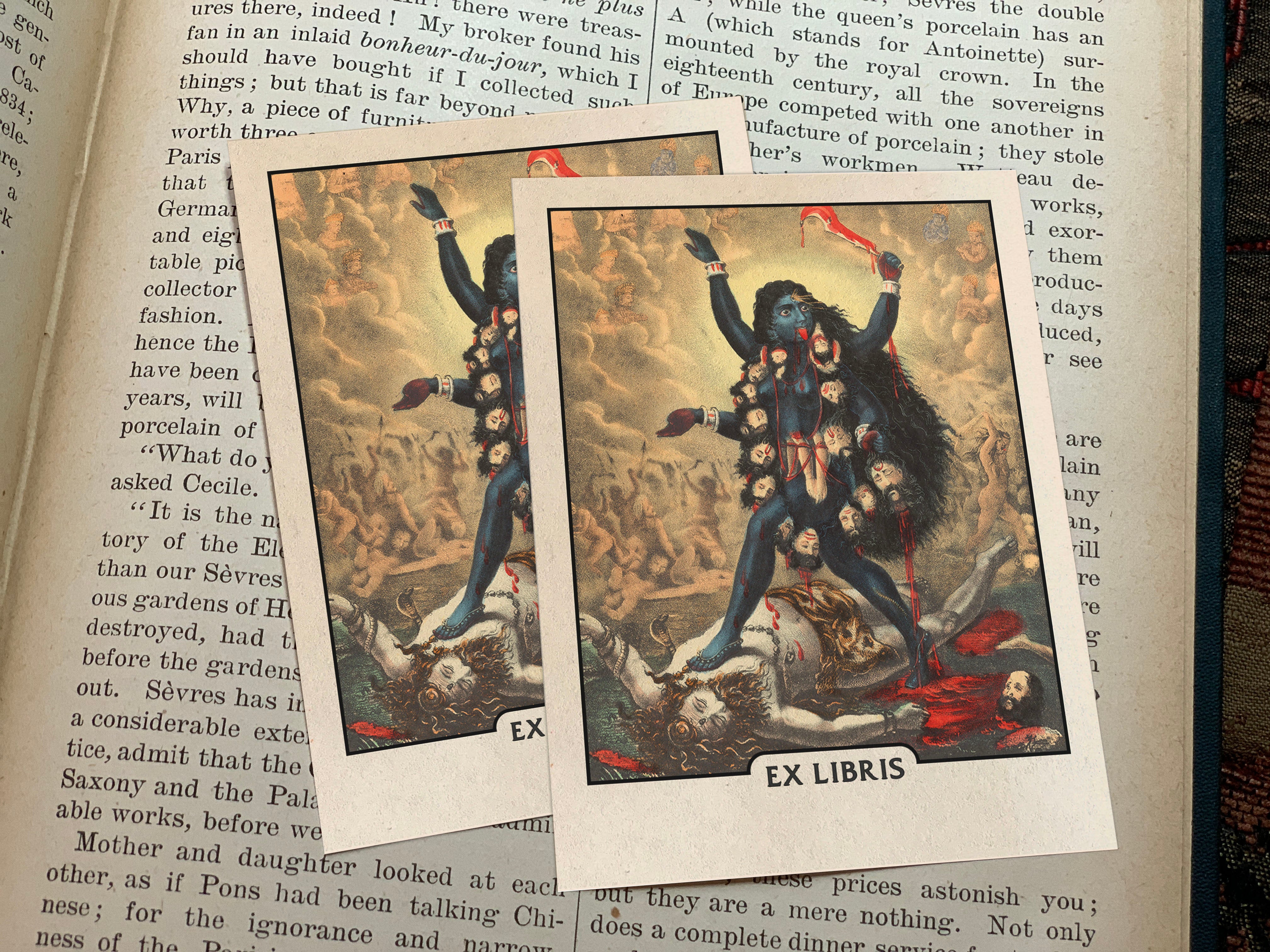 Goddess Kali, Personalized Ex-Libris Bookplates, Crafted on Traditional Gummed Paper, 3in x 4in, Set of 30