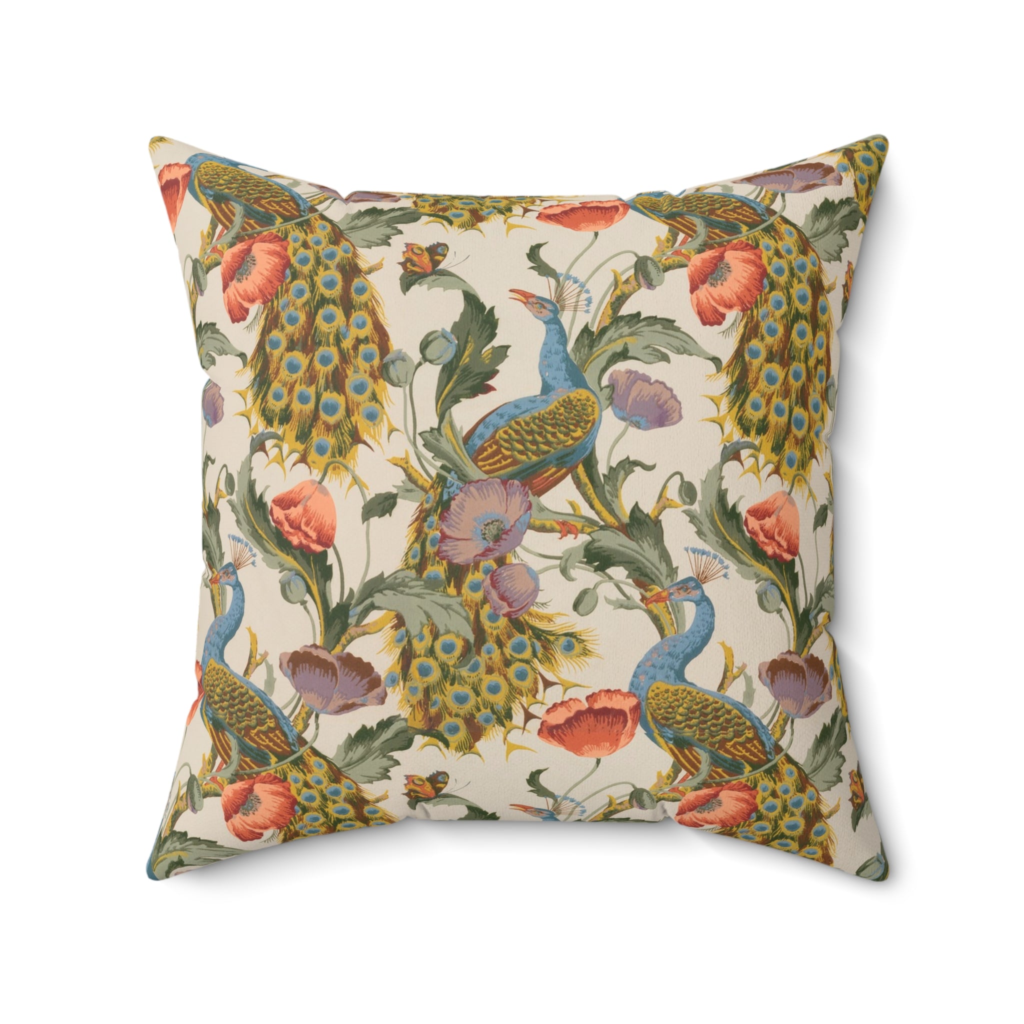 Elegant Peacock, French Country, Faux Suede Square Pillow, Available in Multiple Sizes