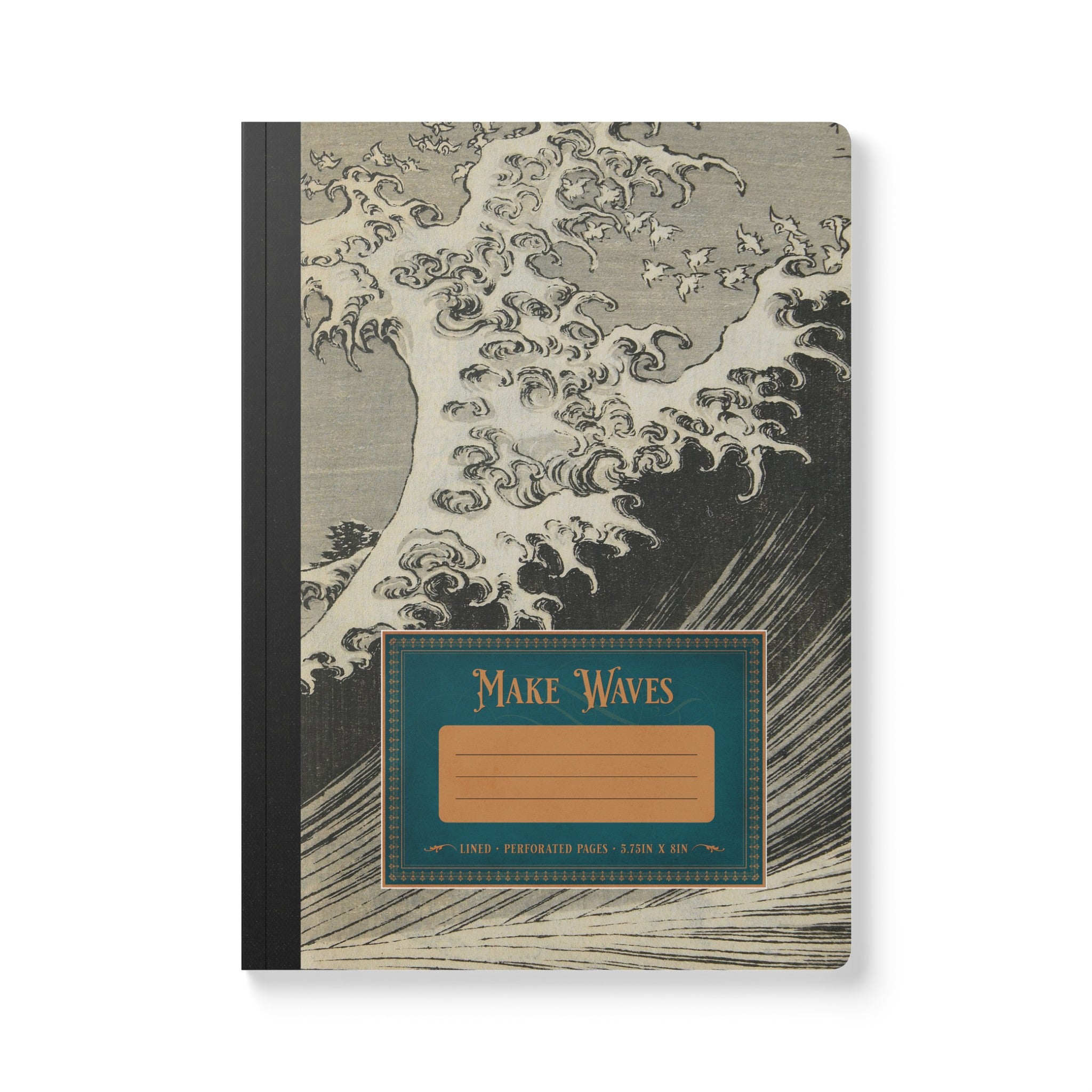 Make Waves, Katsushika Hokusai, Softcover Composition Notebook, Lined Idea Book/Journal with Perforated Margins and Inside Prints