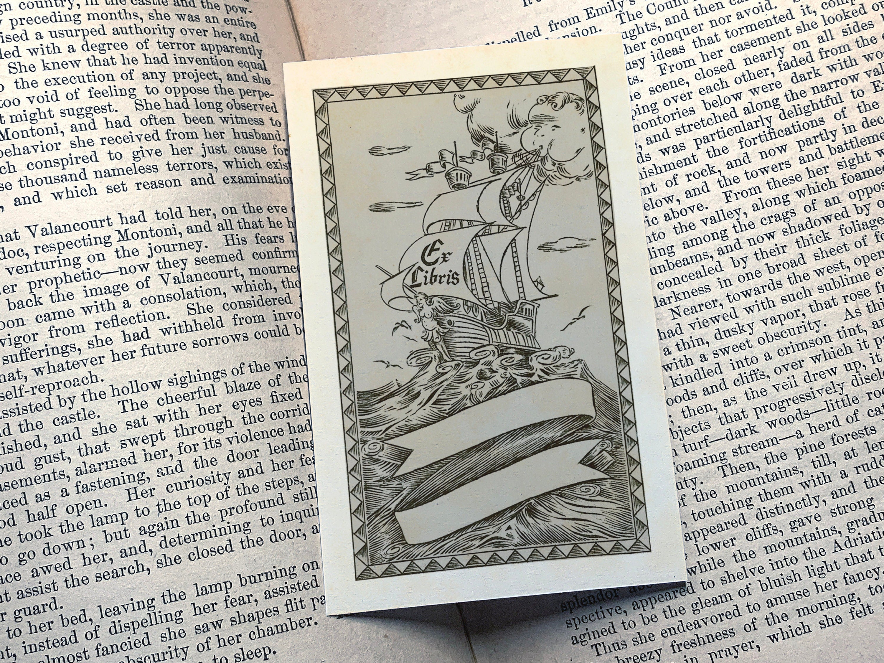 Cruising the Blue, Personalized Nautical Ex-Libris Bookplates, Crafted on Traditional Gummed Paper, 3in x 4in, Set of 30