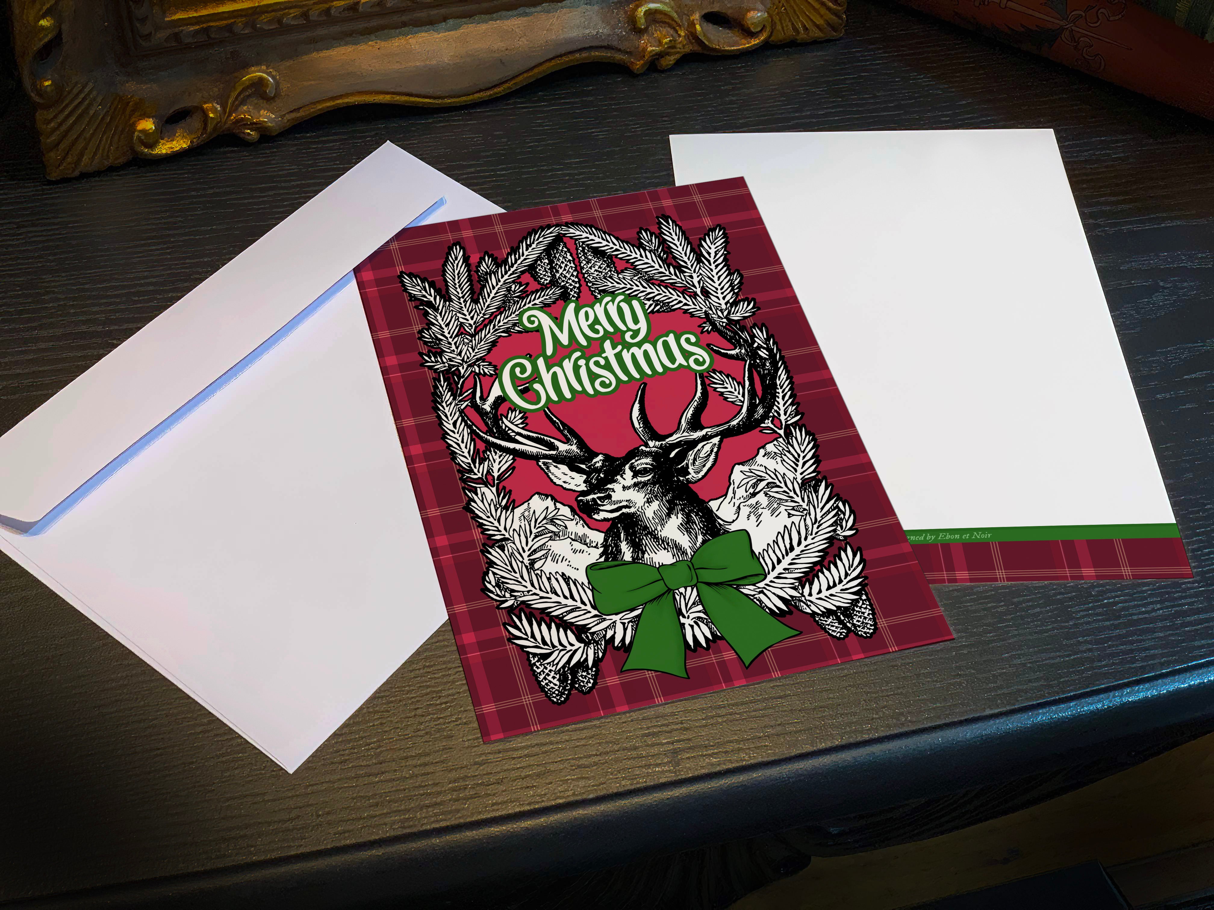 Alpine Christmas, Set of Flat Double-sided Christmas Cards With White Envelopes, 5in x 7in