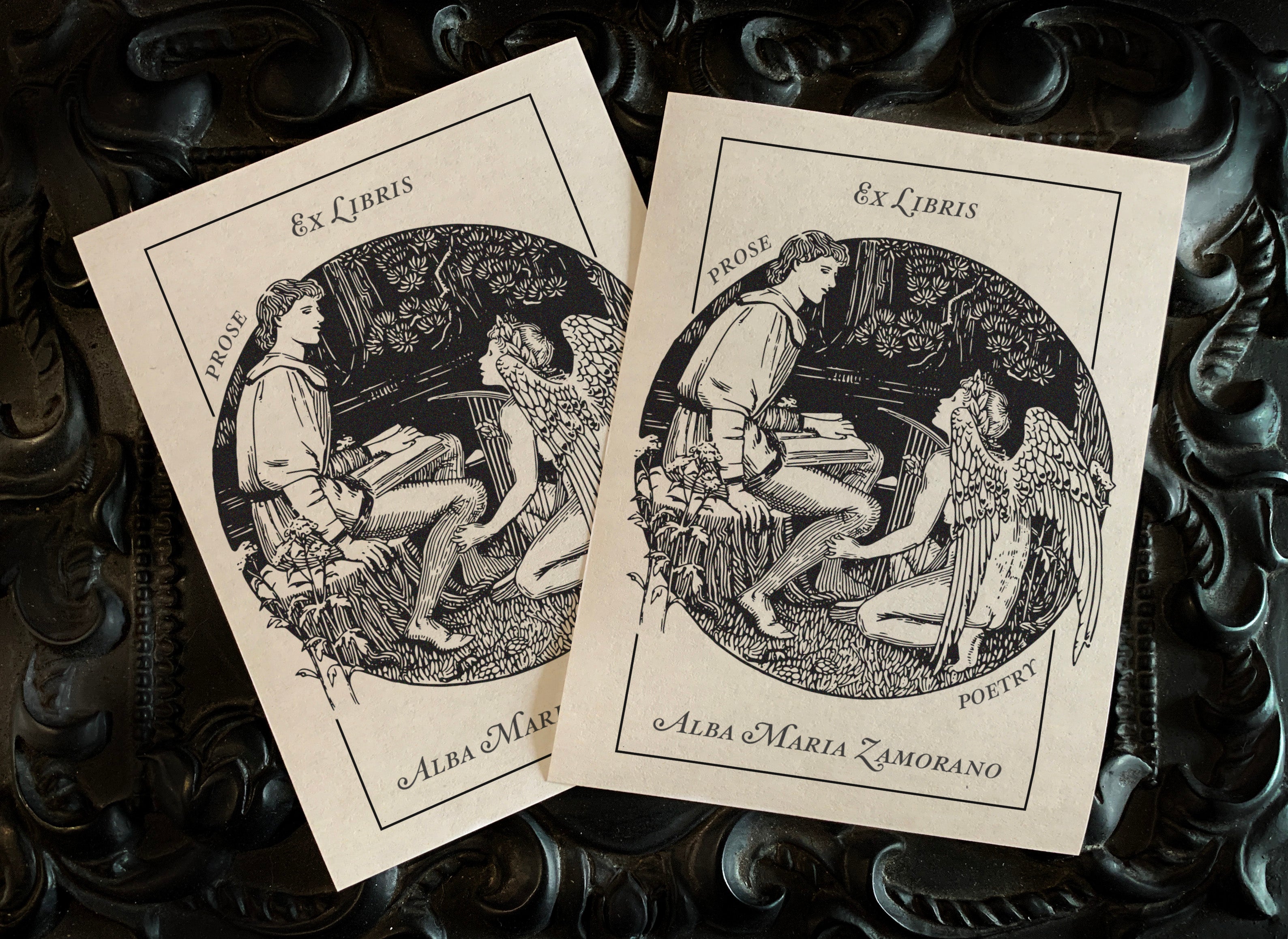 Prose and Poetry, Personalized Ex-Libris Bookplates, Crafted on Traditional Gummed Paper, 3in x 4in, Set of 30