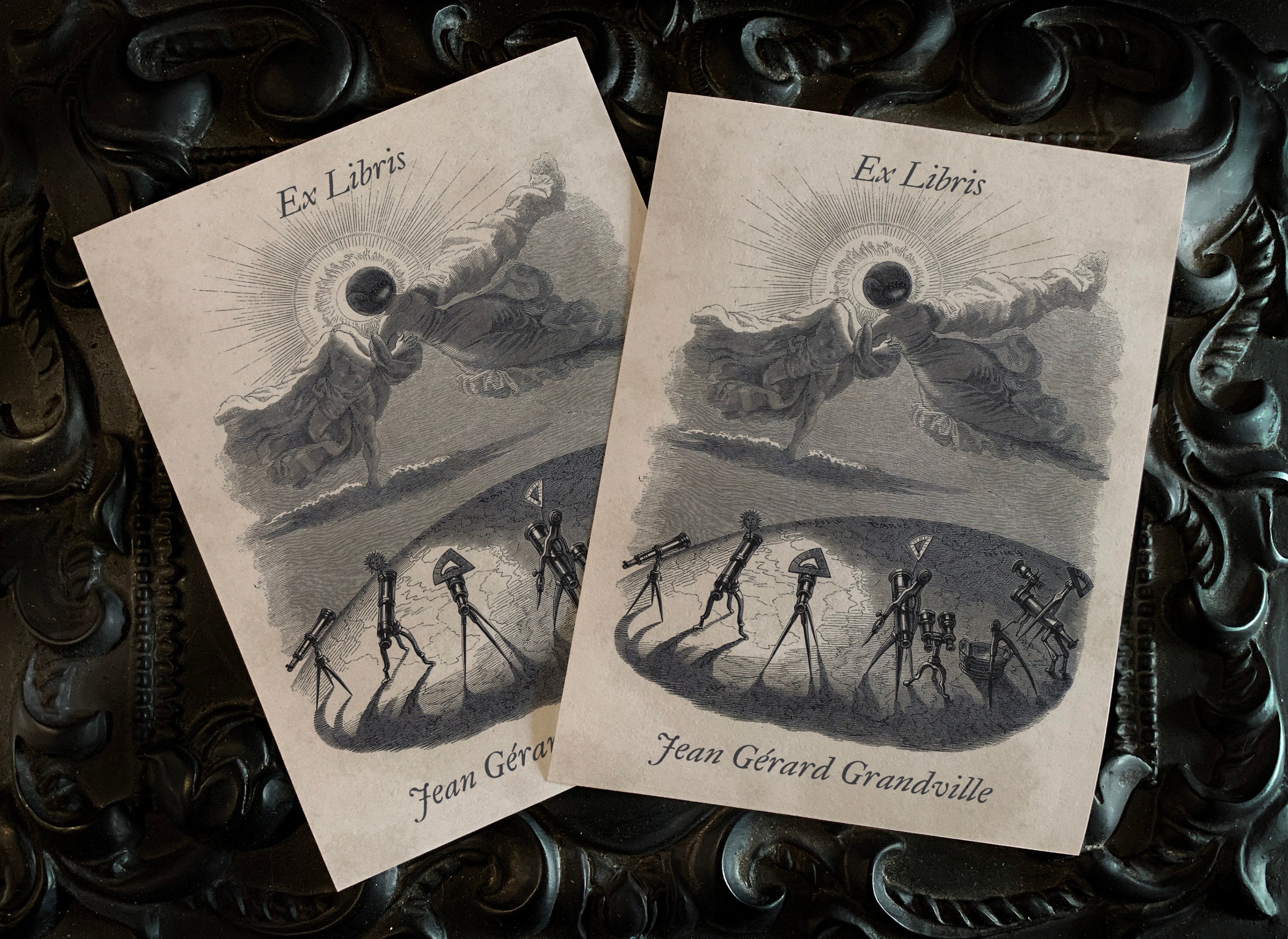 Eclipse, Marriage of the Sun and Moon, Personalized Ex-Libris Bookplates, Crafted on Traditional Gummed Paper, 3in x 4in, Set of 30