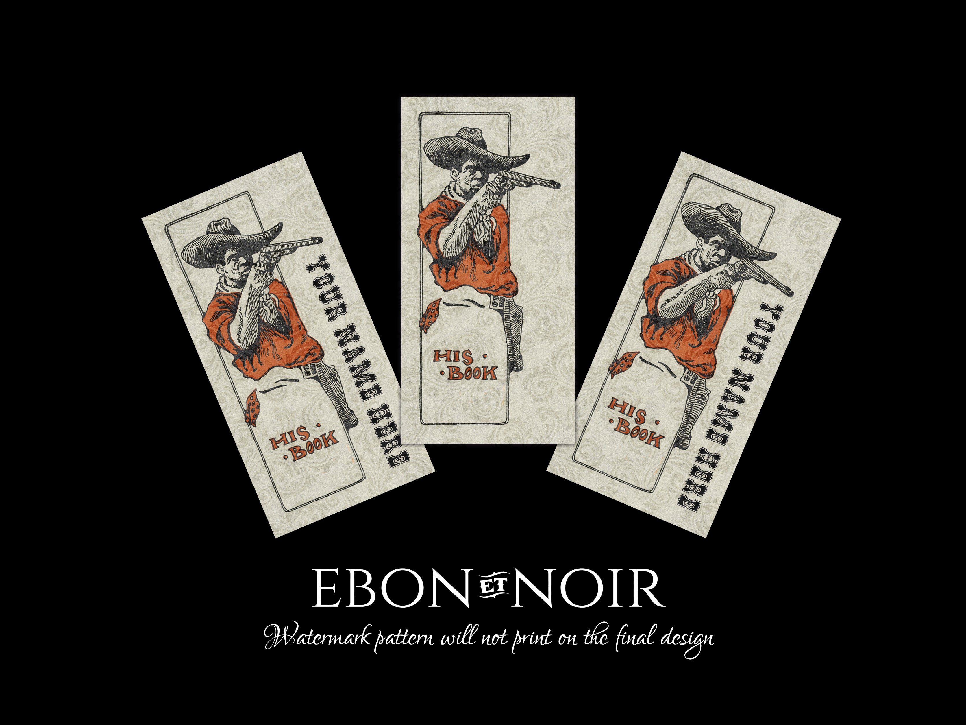 African American Cowboy, Personalized Ex-Libris Bookplates For Him, Crafted on Traditional Gummed Paper, 4in x 2in, Set of 30