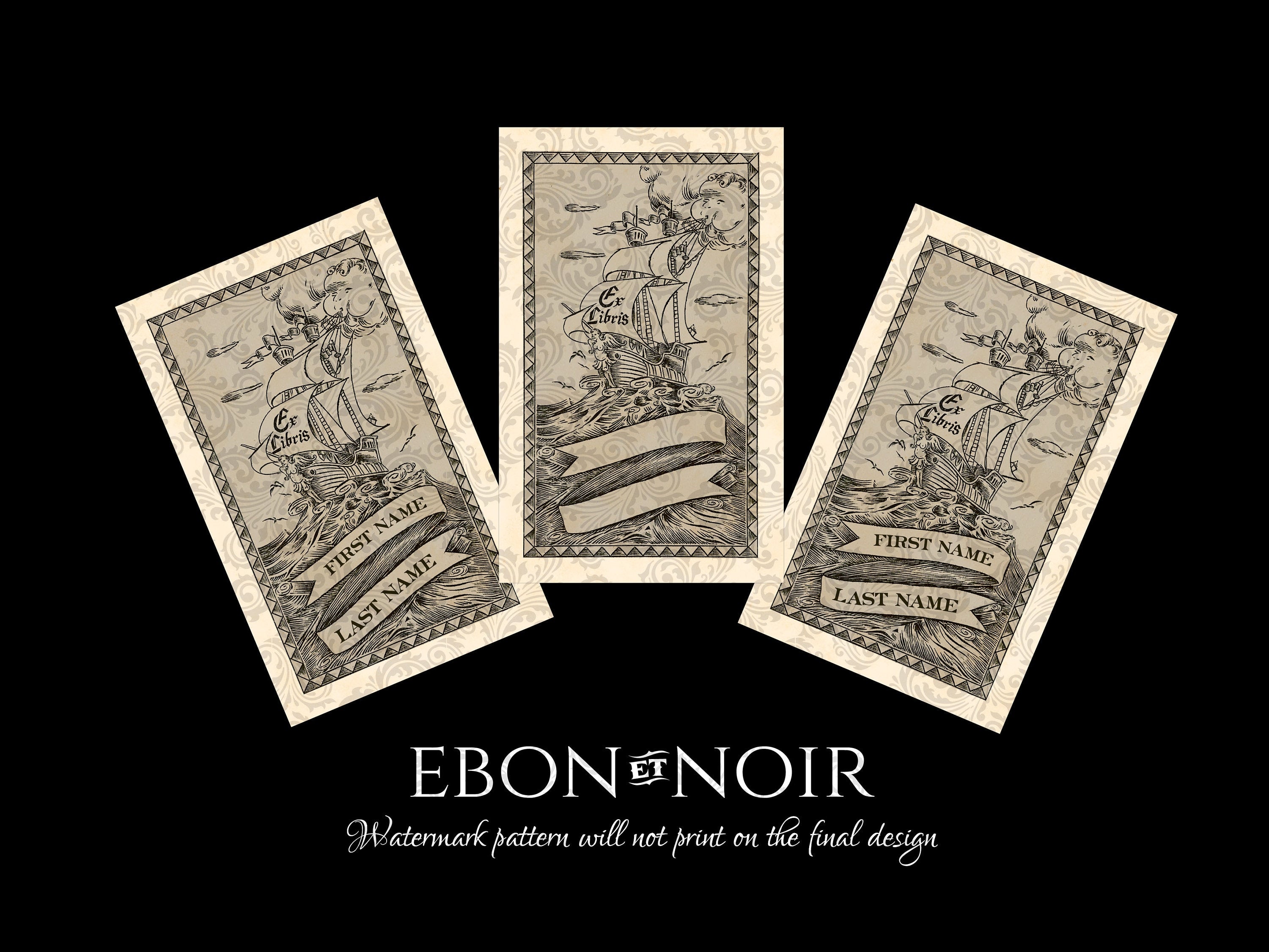 Cruising the Blue, Personalized Nautical Ex-Libris Bookplates, Crafted on Traditional Gummed Paper, 3in x 4in, Set of 30