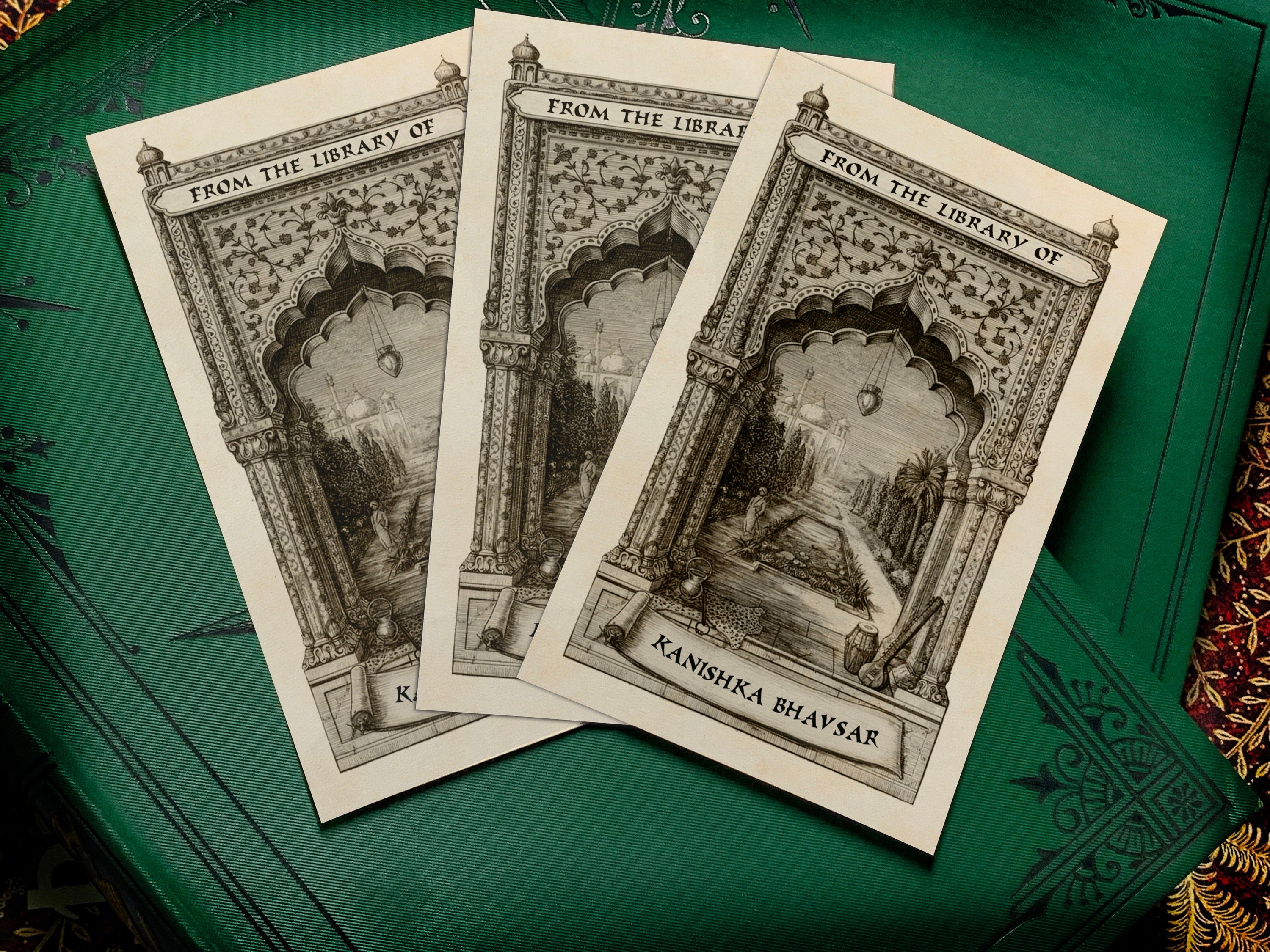 Taj Mahal, Personalized Ex-Libris Bookplates, Crafted on Traditional Gummed Paper, 4in x 2.5in, Set of 30