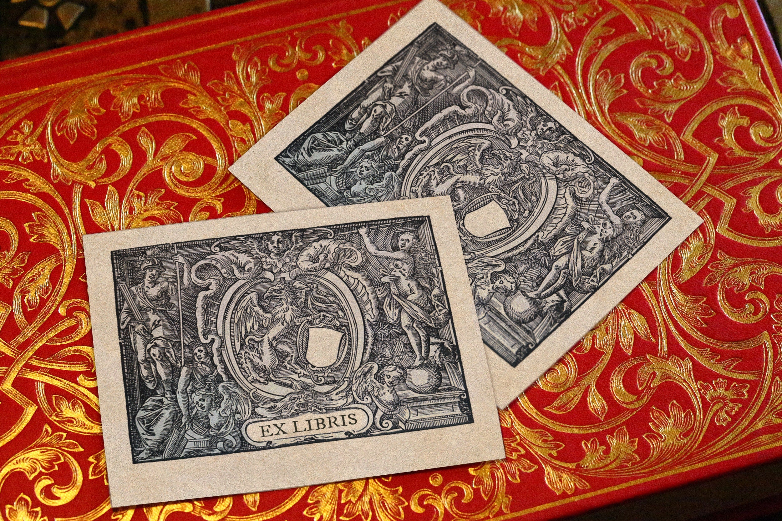 Fortuna, Personalized Renaissance Ex-Libris Bookplates, Crafted on Traditional Gummed Paper, 3.25in x 2.5in, Set of 30