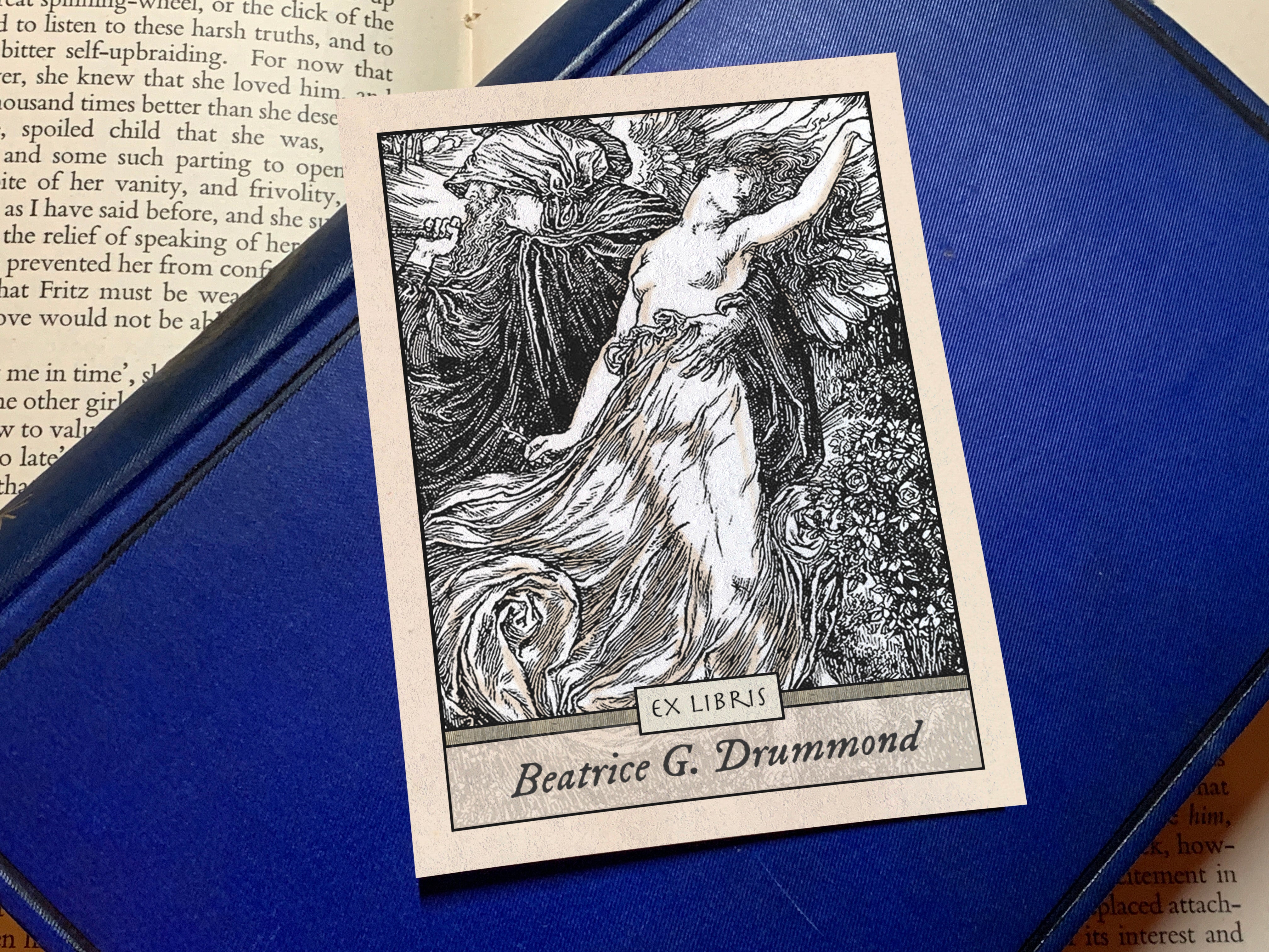 Time Never Rests, Personalized Ex-Libris Bookplates, Crafted on Traditional Gummed Paper, 2.5in x 4in, Set of 30