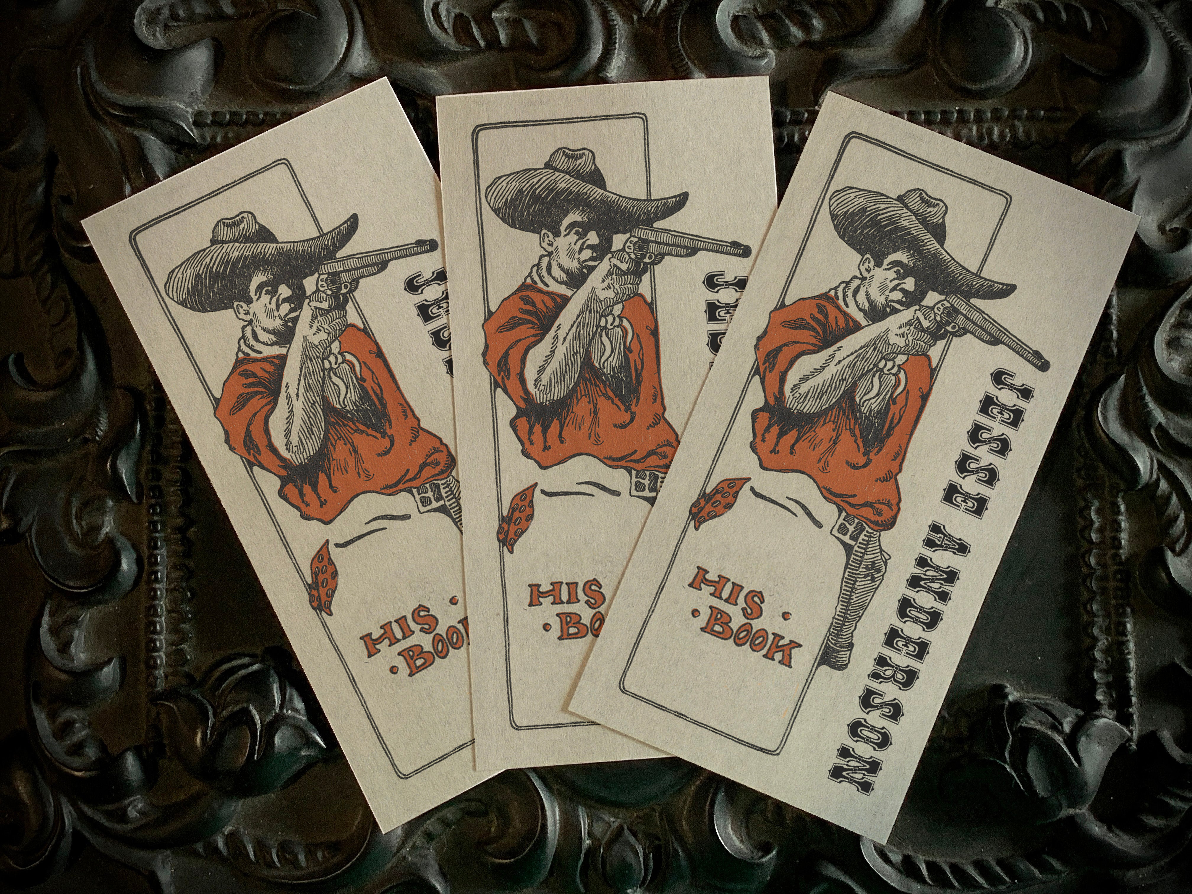 African American Cowboy, Personalized Ex-Libris Bookplates For Him, Crafted on Traditional Gummed Paper, 4in x 2in, Set of 30