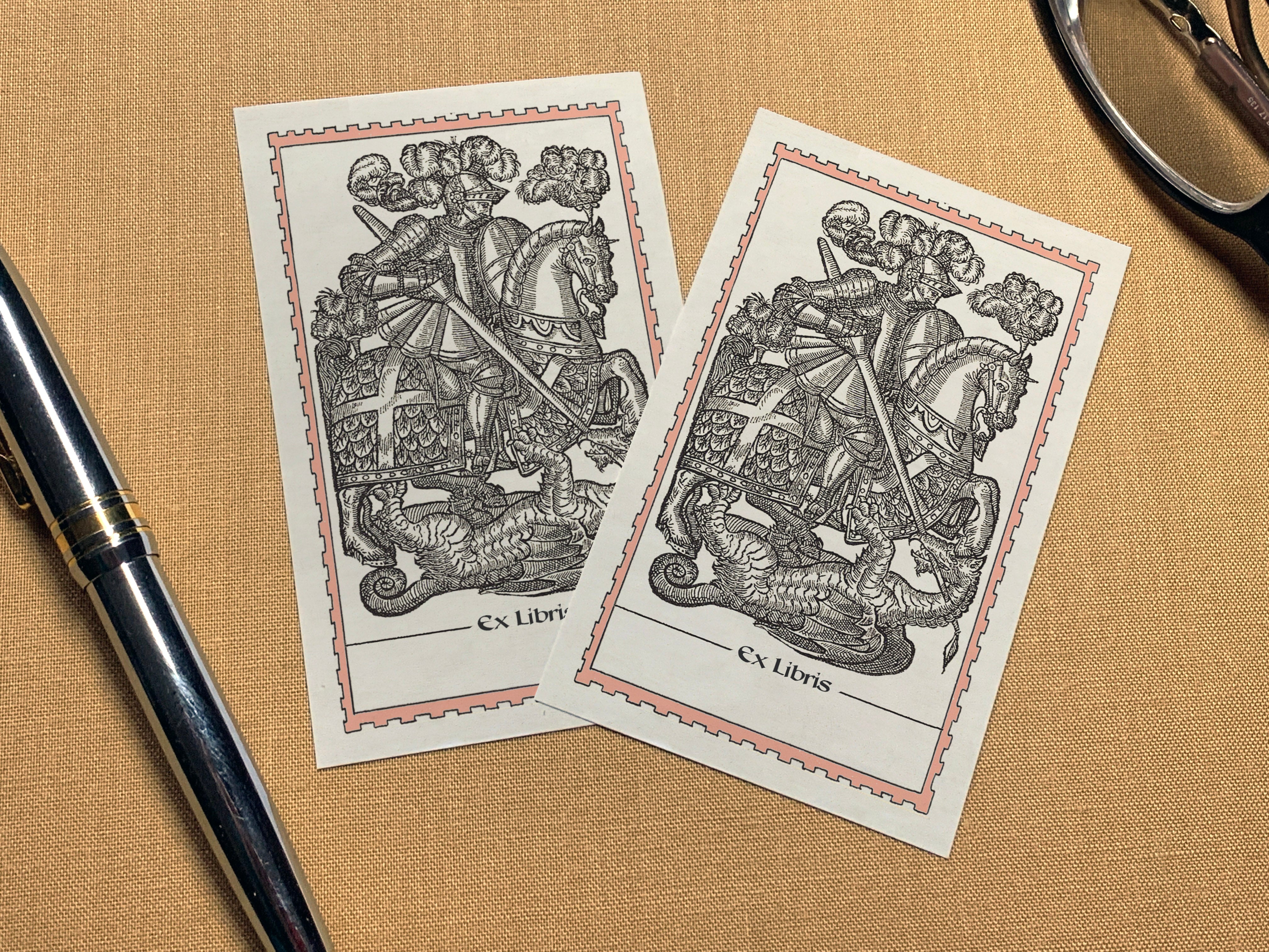 The Dragon Slayer, St. George, Personalized Ex-Libris Bookplates, Crafted on Traditional Gummed Paper, 2.5in x 4in, Set of 30
