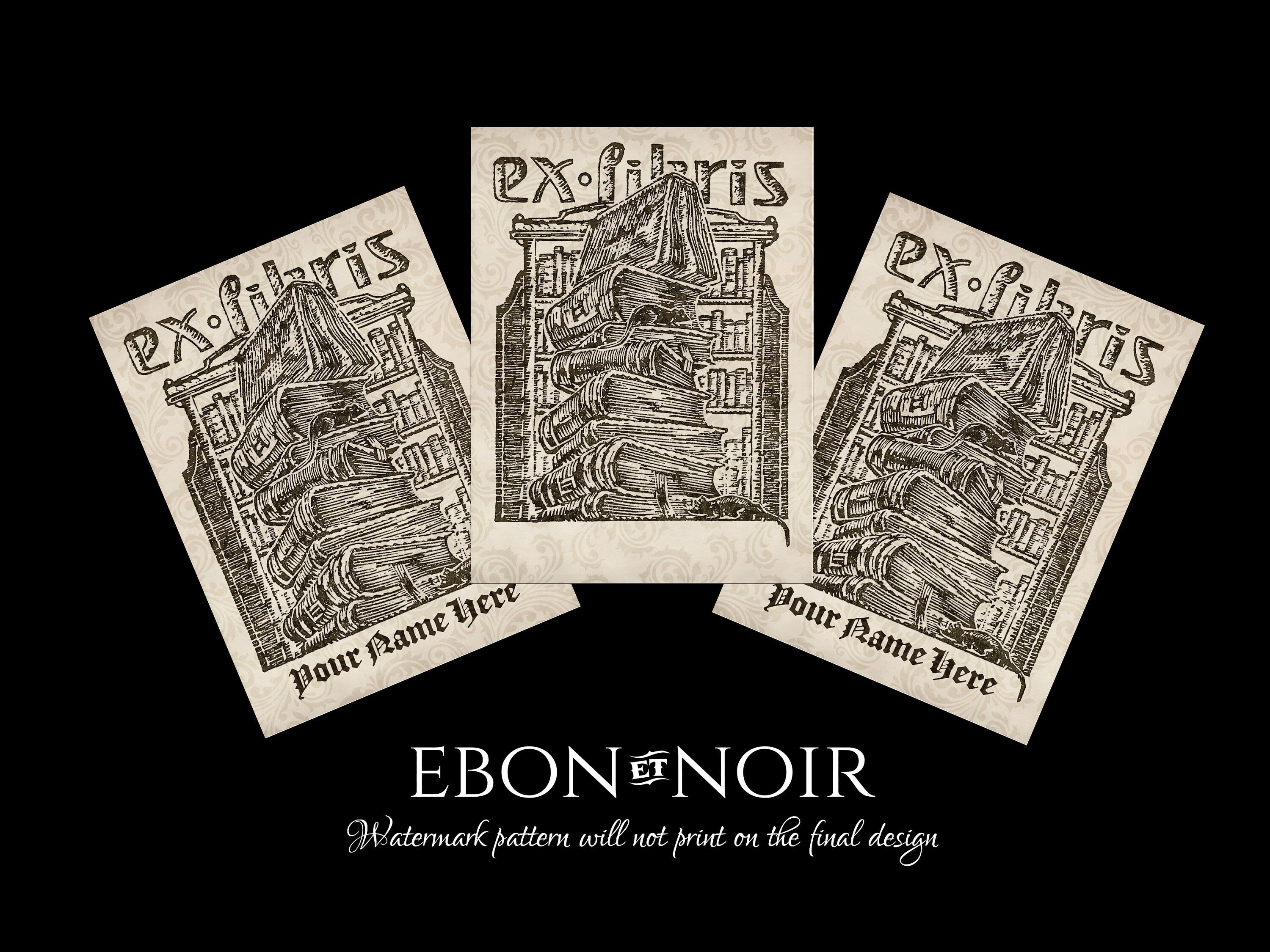 Wizard's Library, Personalized Ex-Libris Bookplates, Crafted on Traditional Gummed Paper, 3in x 4in, Set of 30