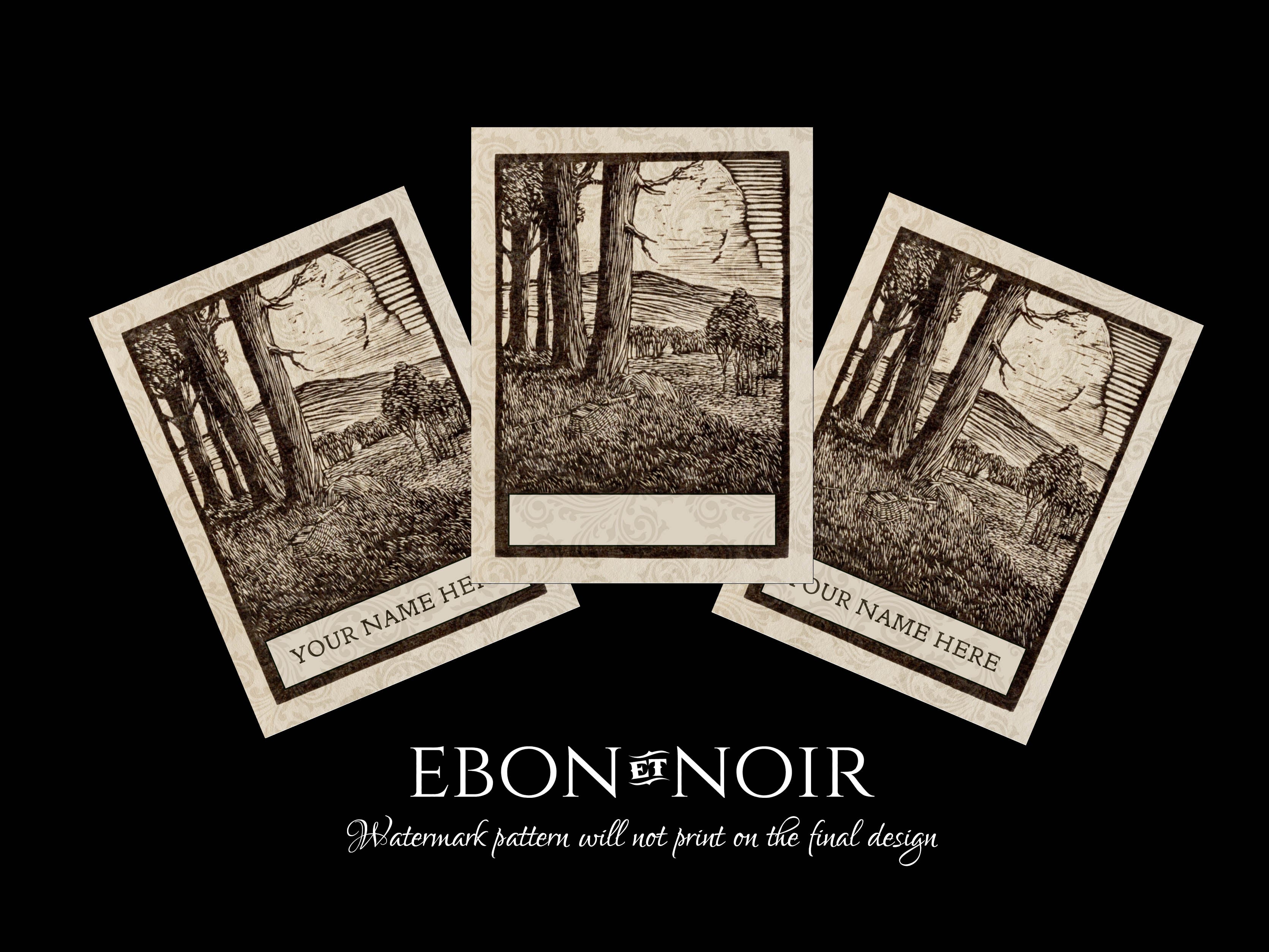 Forest Edge, Personalized Ex-Libris Bookplates, Crafted on Traditional Gummed Paper, 3in x 4in, Set of 30