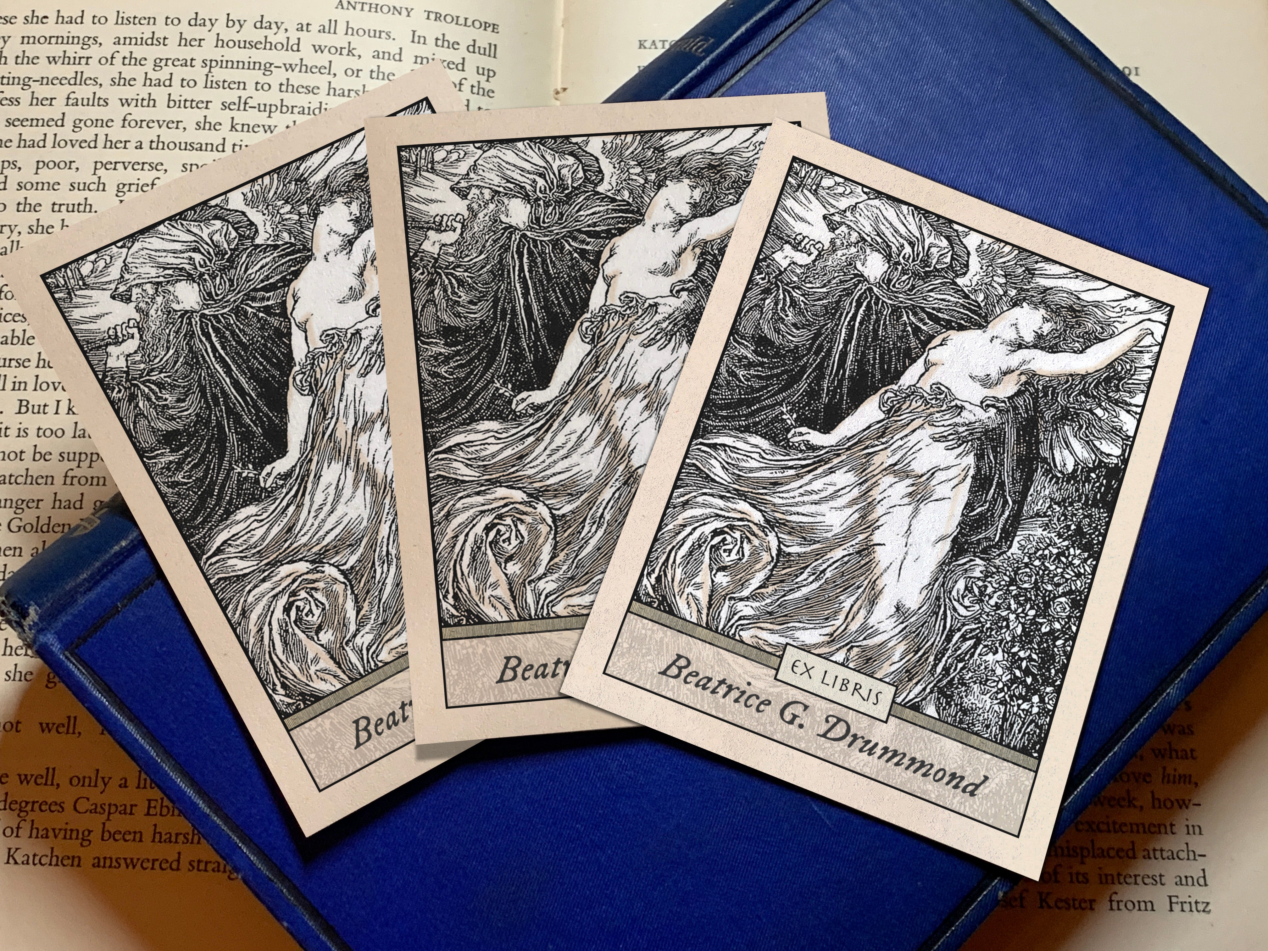 Time Never Rests, Personalized Ex-Libris Bookplates, Crafted on Traditional Gummed Paper, 2.5in x 4in, Set of 30