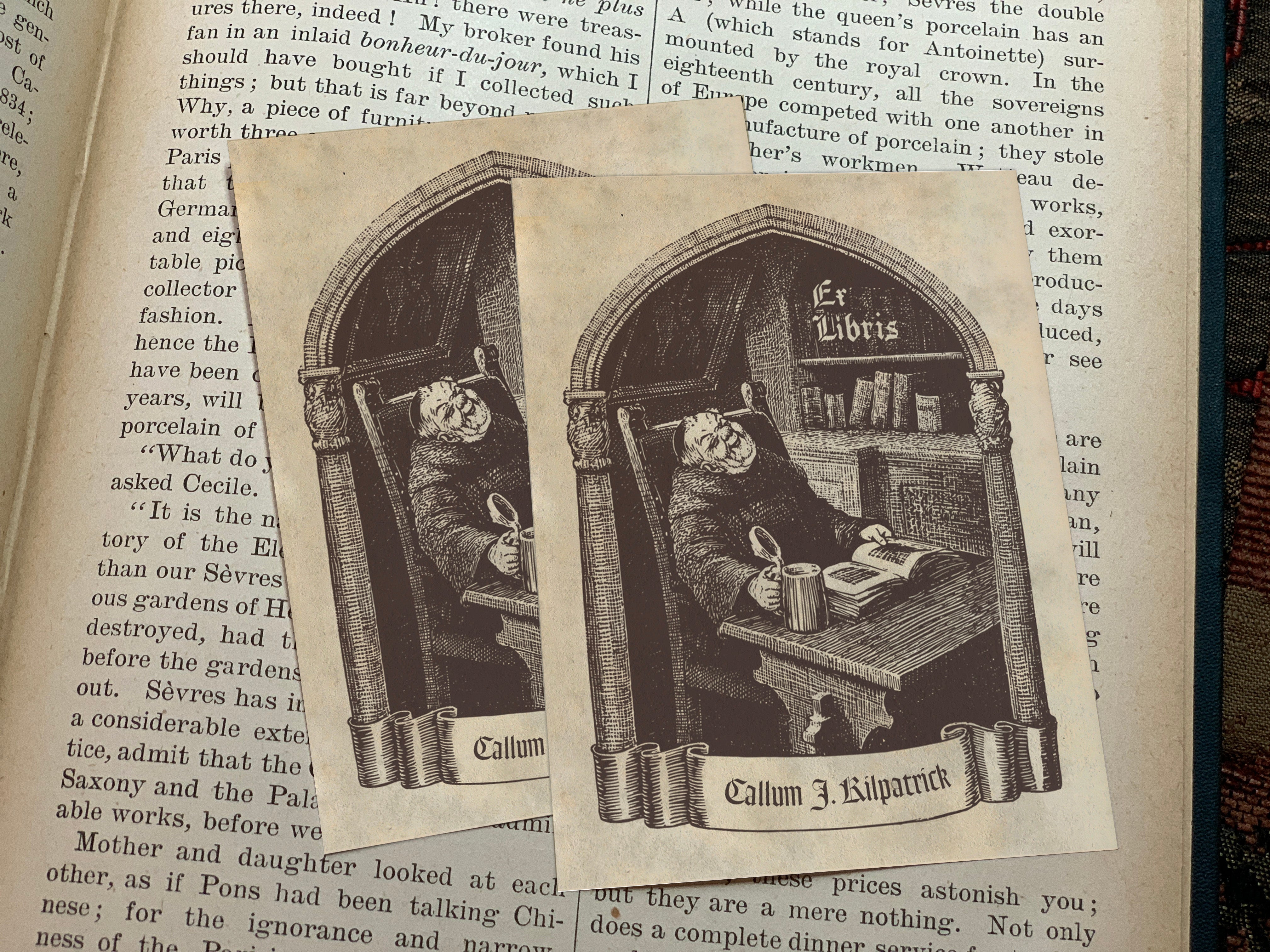 Friar Tuck, Personalized Gothic Ex-Libris Bookplates, Crafted on Traditional Gummed Paper, 3in x 4in, Set of 30