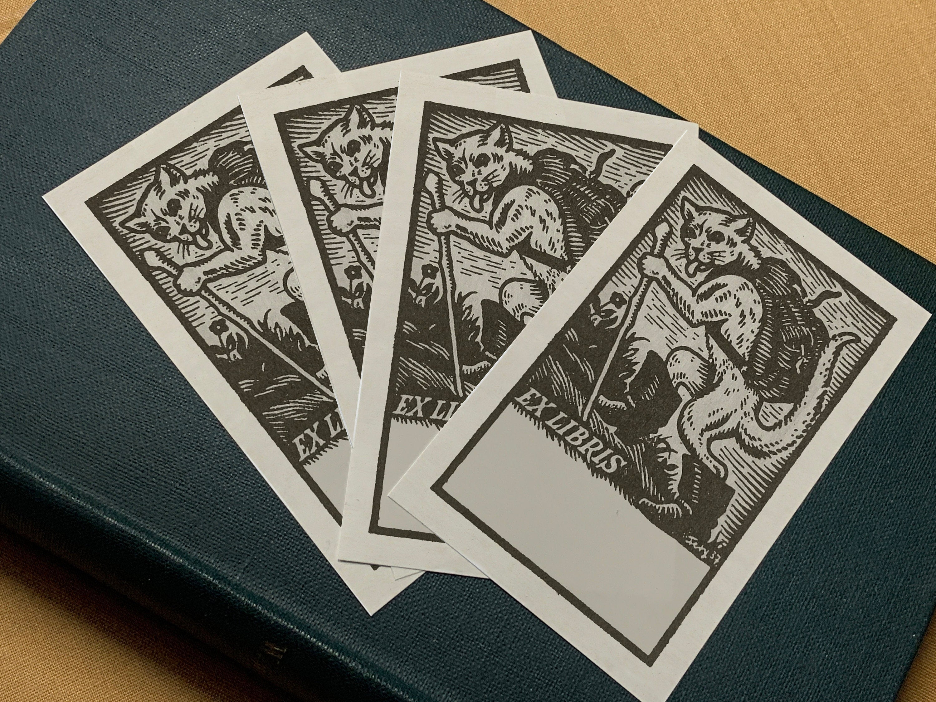 Puss in Boots, Personalized Ex-Libris Bookplates, Crafted on Traditional Gummed Paper, 2.5in x 4in, Set of 30