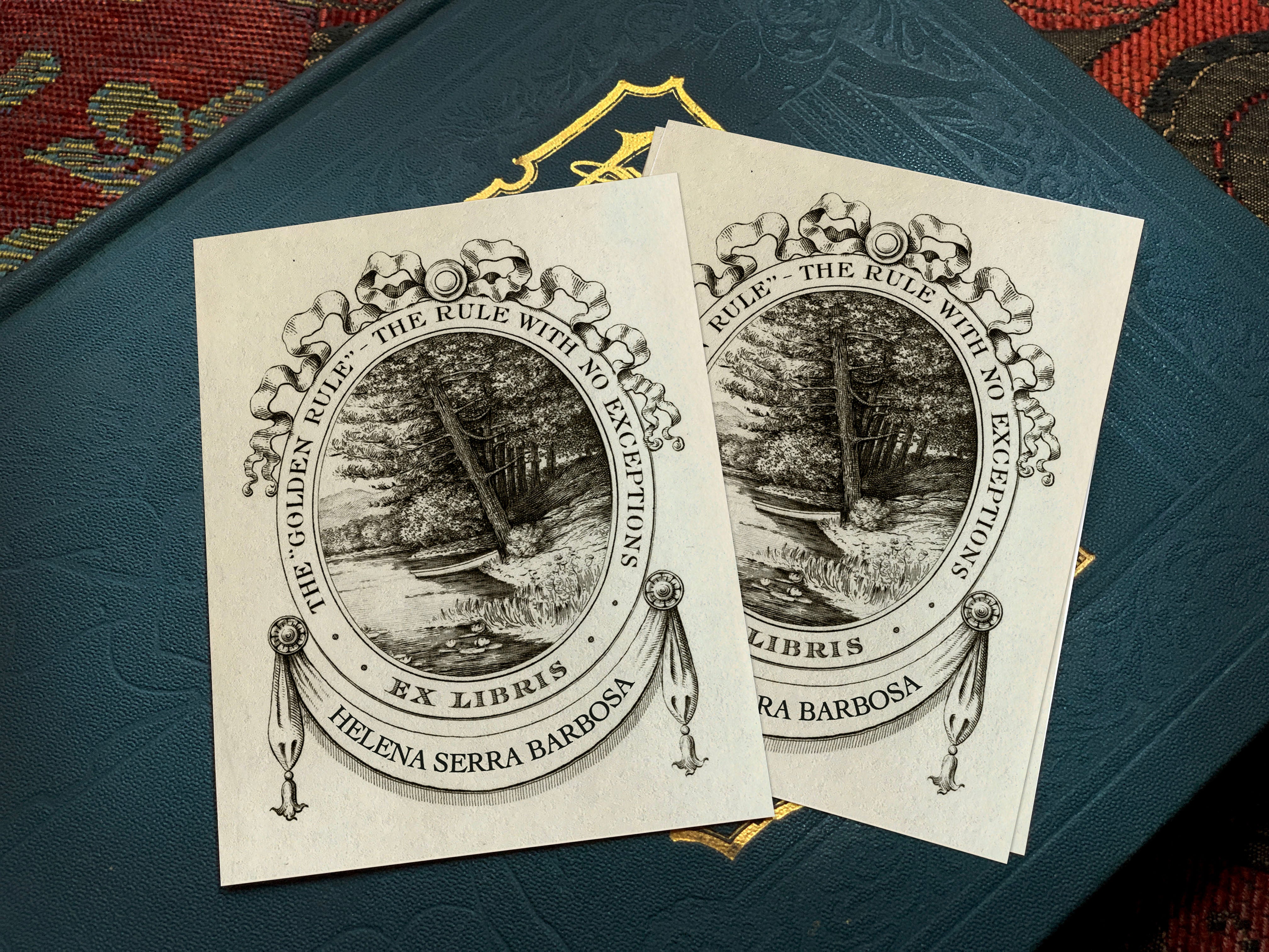 Golden Rule, Personalized Ex-Libris Bookplates, Crafted on Traditional Gummed Paper, 3in x 4in, Set of 30