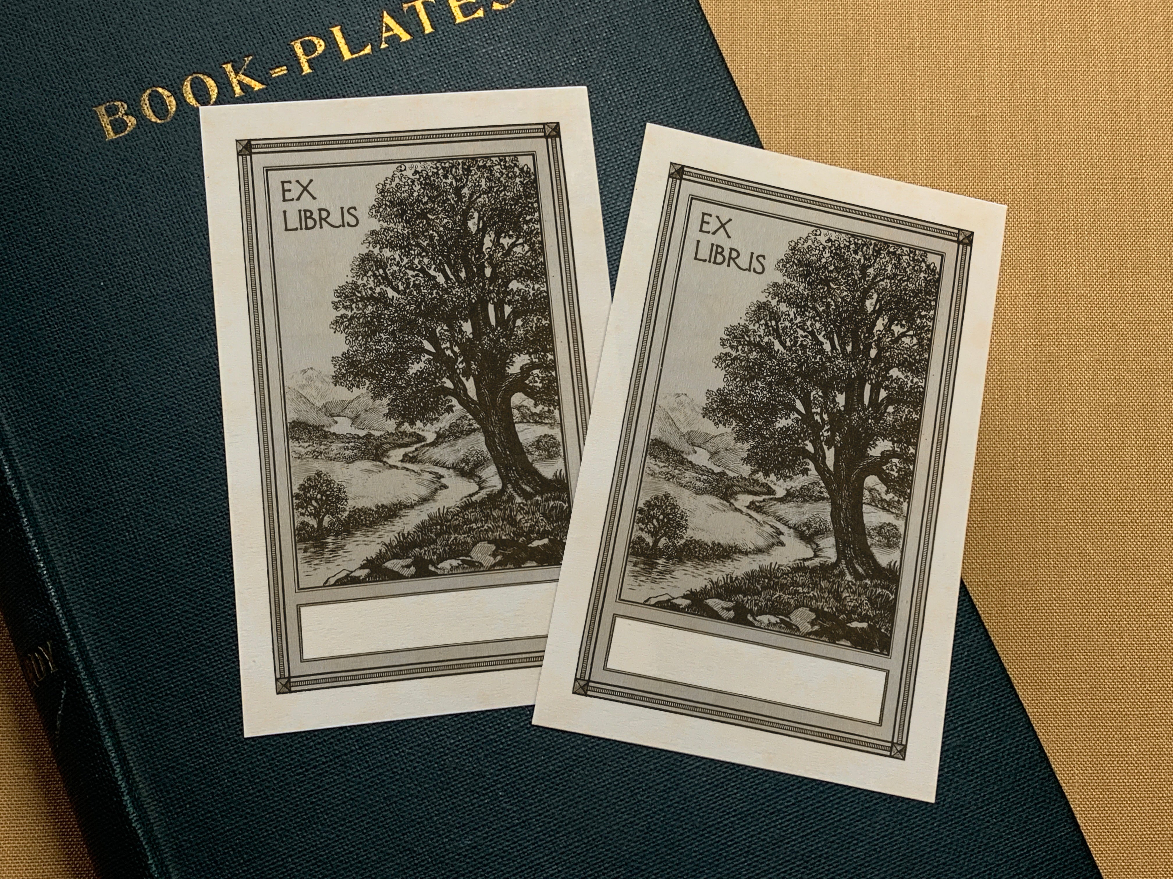 Peaceful Stream, Personalized Ex-Libris Bookplates, Crafted on Traditional Gummed Paper, 2.5in x 4in, Set of 30