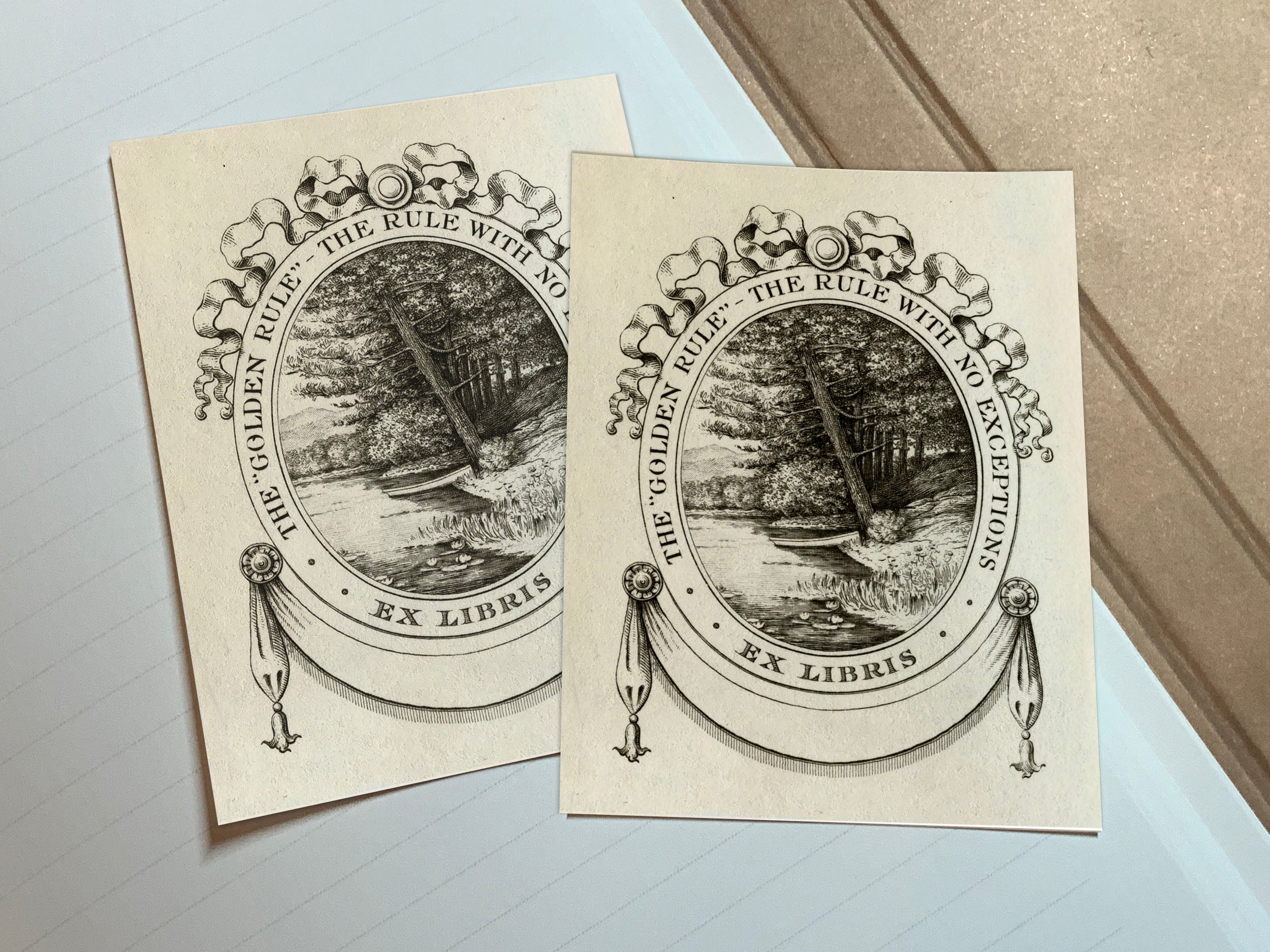 Golden Rule, Personalized Ex-Libris Bookplates, Crafted on Traditional Gummed Paper, 3in x 4in, Set of 30