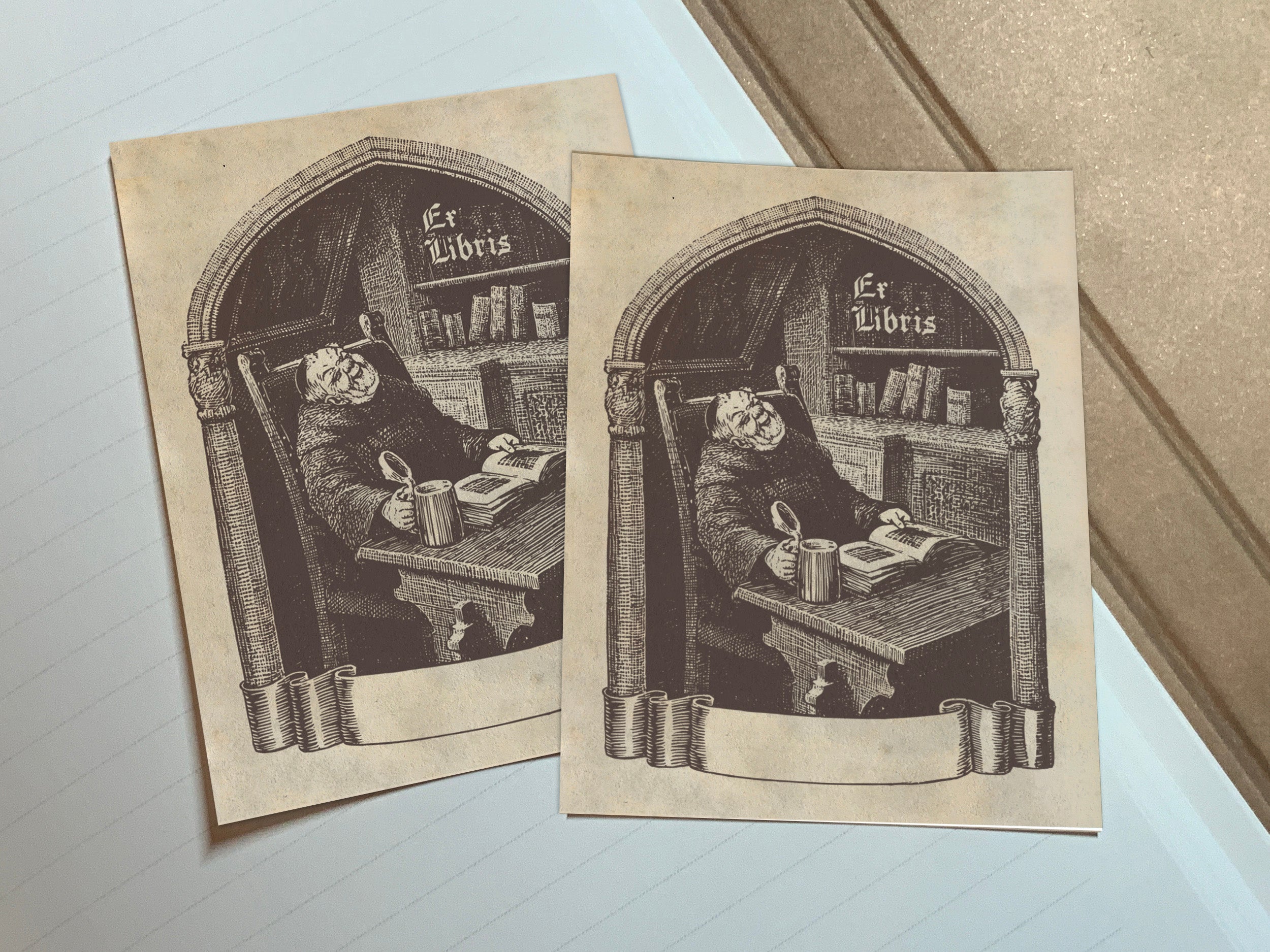 Friar Tuck, Personalized Gothic Ex-Libris Bookplates, Crafted on Traditional Gummed Paper, 3in x 4in, Set of 30