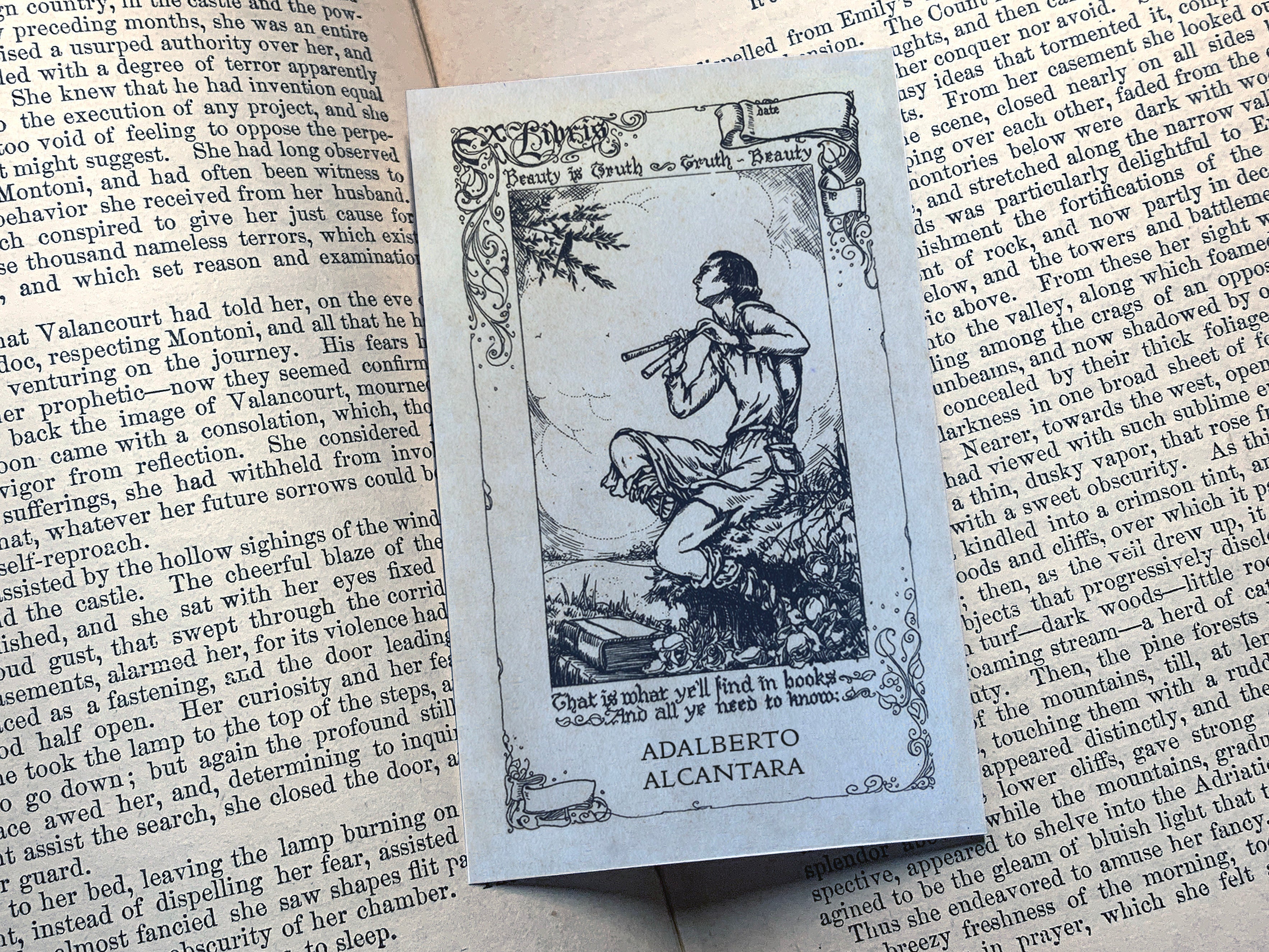 Beauty is Truth, Truth is Beauty, Personalized Ex-Libris Bookplates, Crafted on Traditional Gummed Paper, 2.5in x 4in, Set of 30