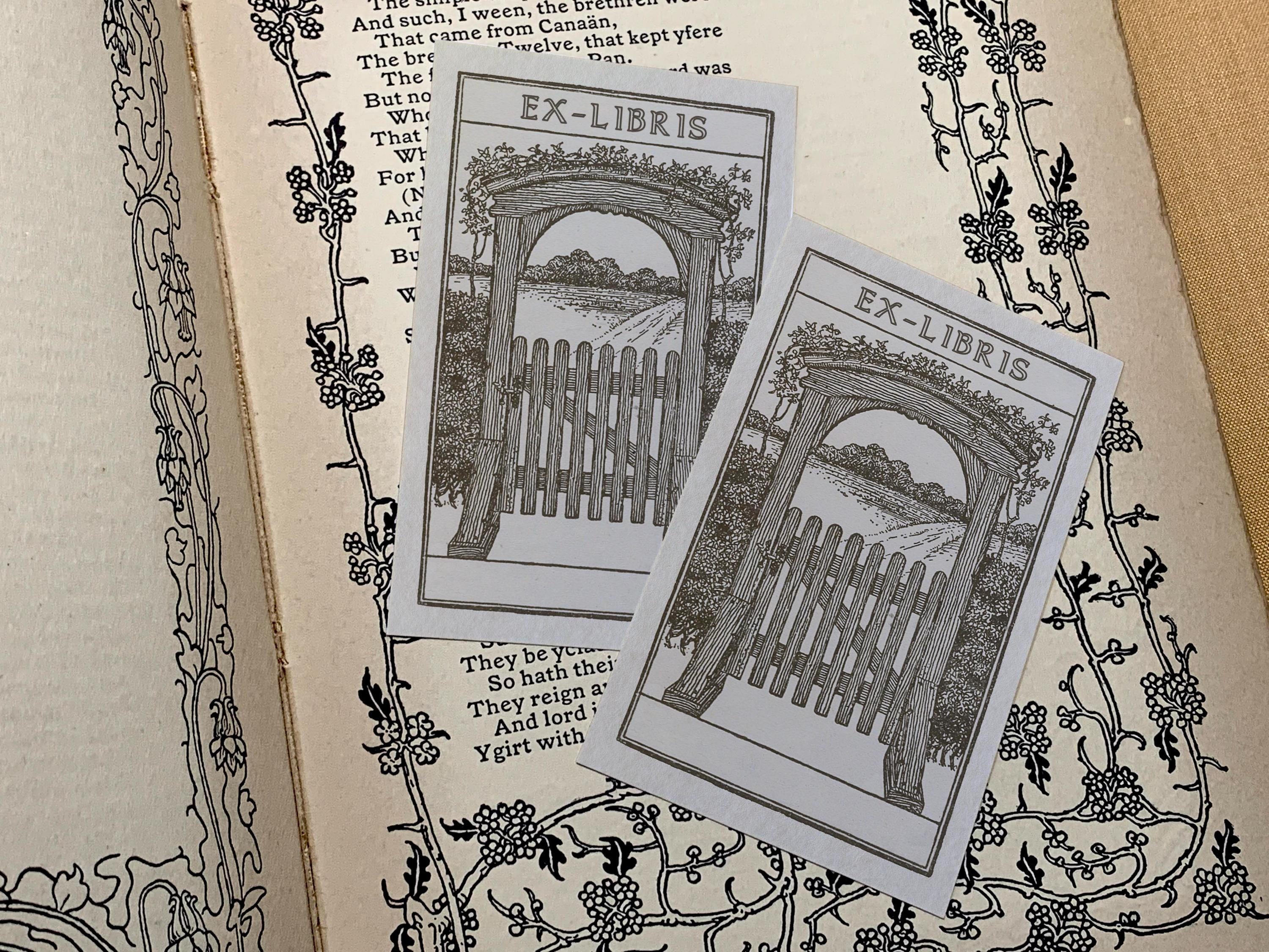 Peaceful Garden, Personalized Ex-Libris Bookplates, Crafted on Traditional Gummed Paper, 2.5in x 4in, Set of 30