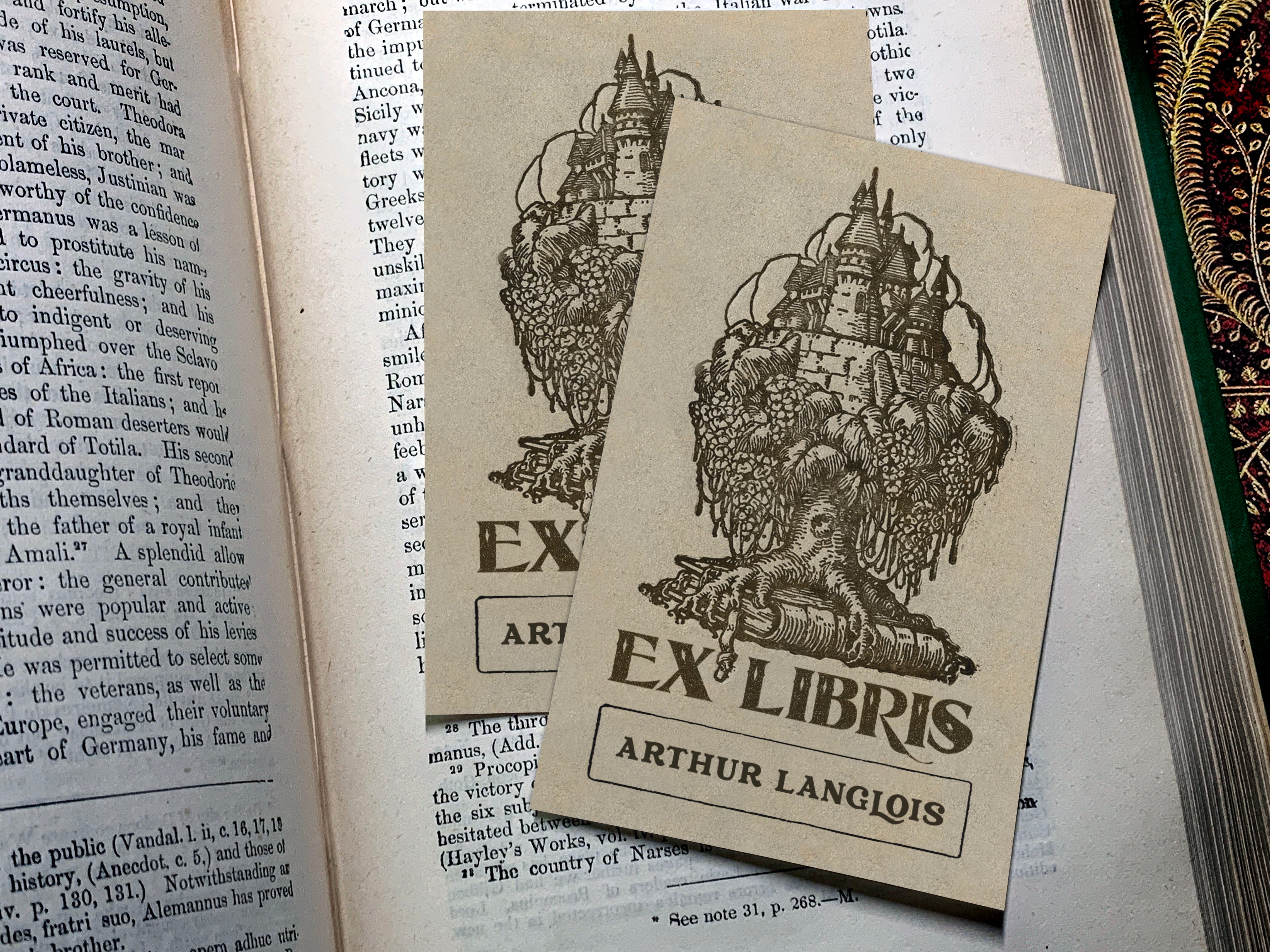 Magical Castle Treehouse, Personalized Ex-Libris Bookplates, Crafted on Traditional Gummed Paper, 2.5in x 4in, Set of 30