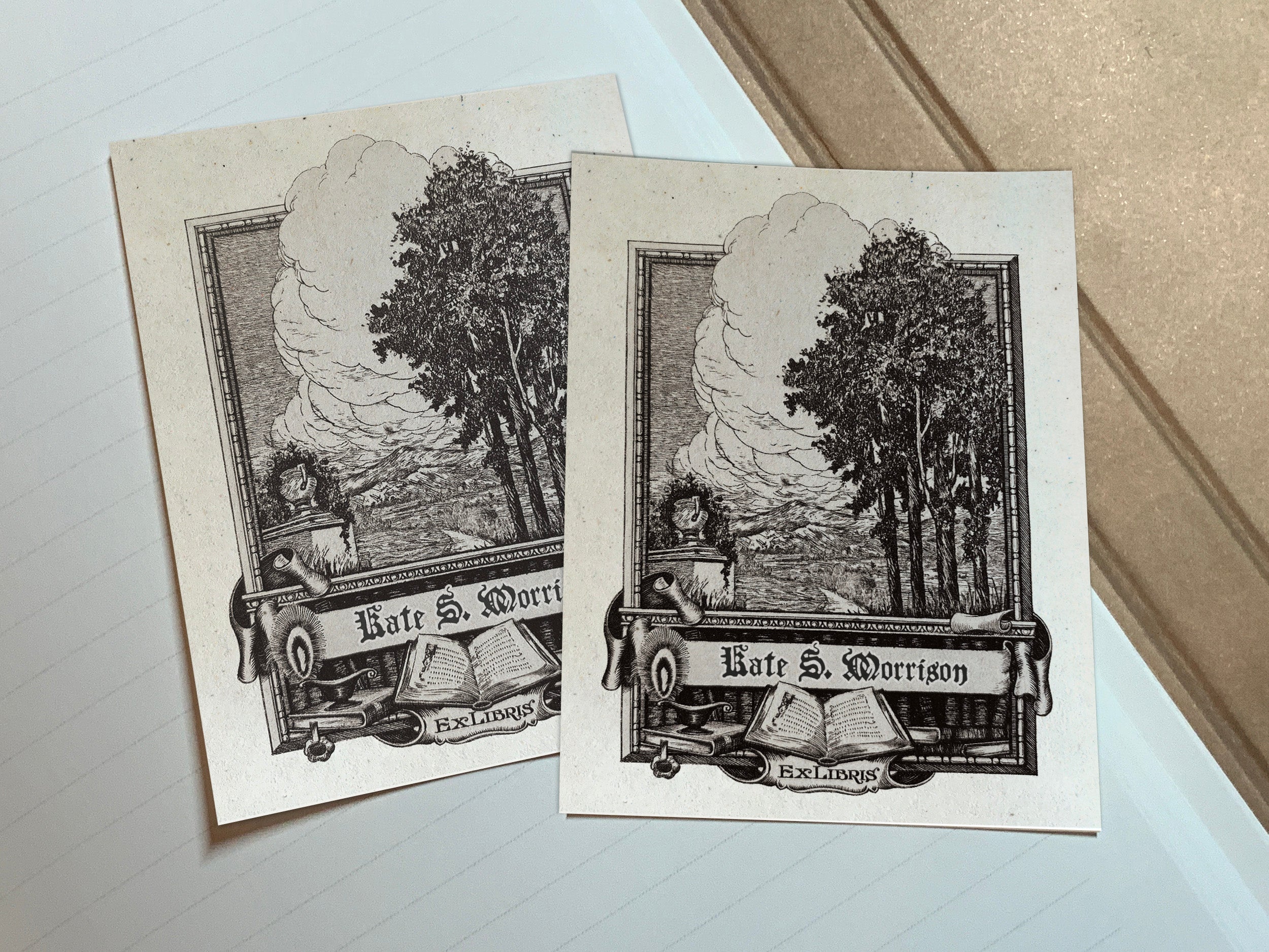 Life's Pleasures, Personalized Ex-Libris Bookplates, Crafted on Traditional Gummed Paper, 2.5in x 4in, Set of 30