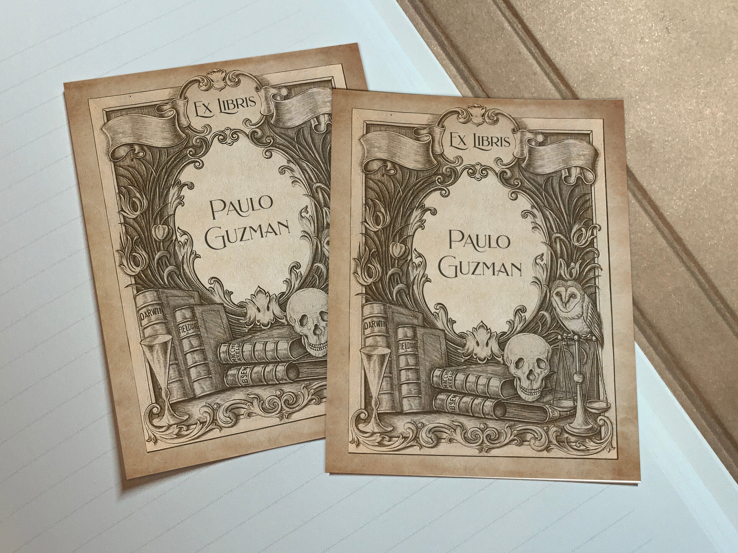 Wine Words and Wisdom, Personalized Dark Academia Ex Libris Bookplates, Crafted on Traditional Gummed Paper, 3in x 4in, Set of 30