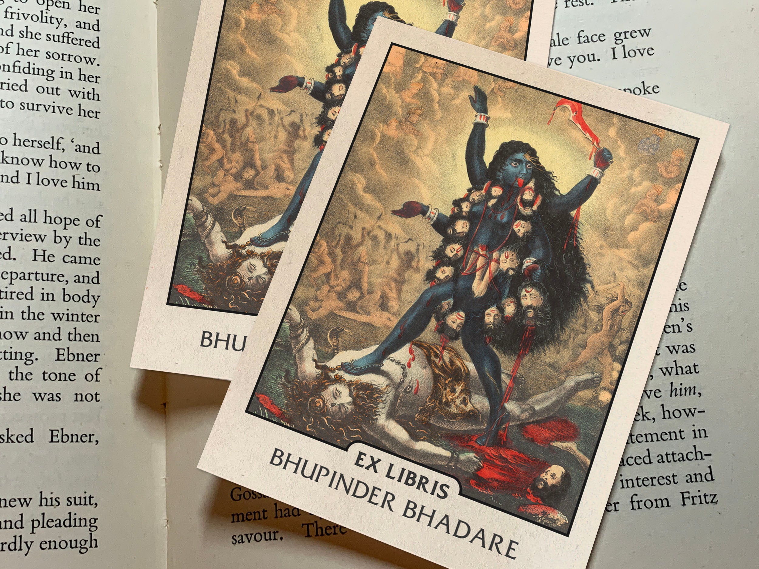 Goddess Kali, Personalized Ex-Libris Bookplates, Crafted on Traditional Gummed Paper, 3in x 4in, Set of 30