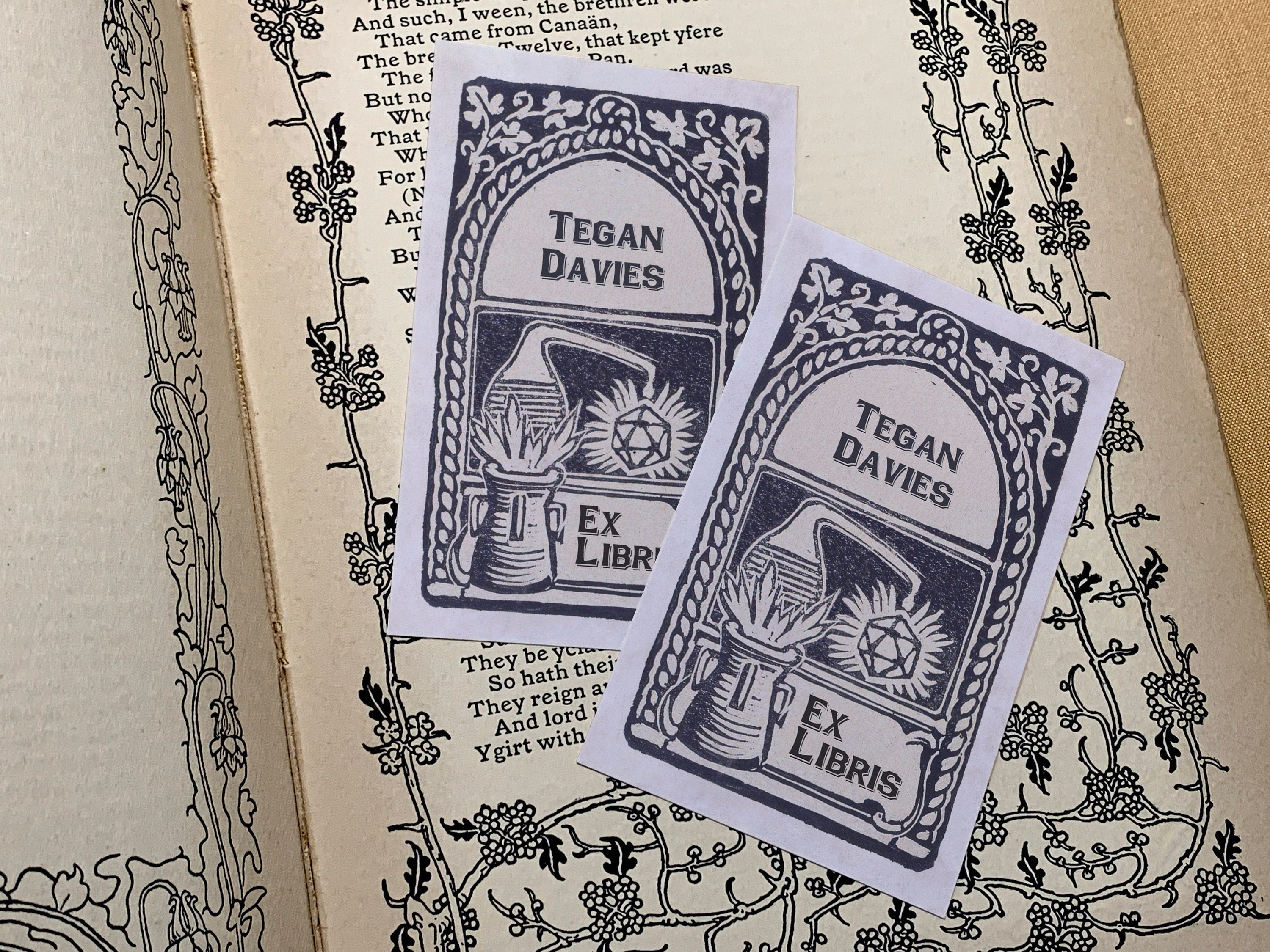 Wizard's Alchemy, Personalized Ex-Libris Bookplates, D20, D&D, Crafted on Traditional Gummed Paper, 2.5in x 4in, Set of 30