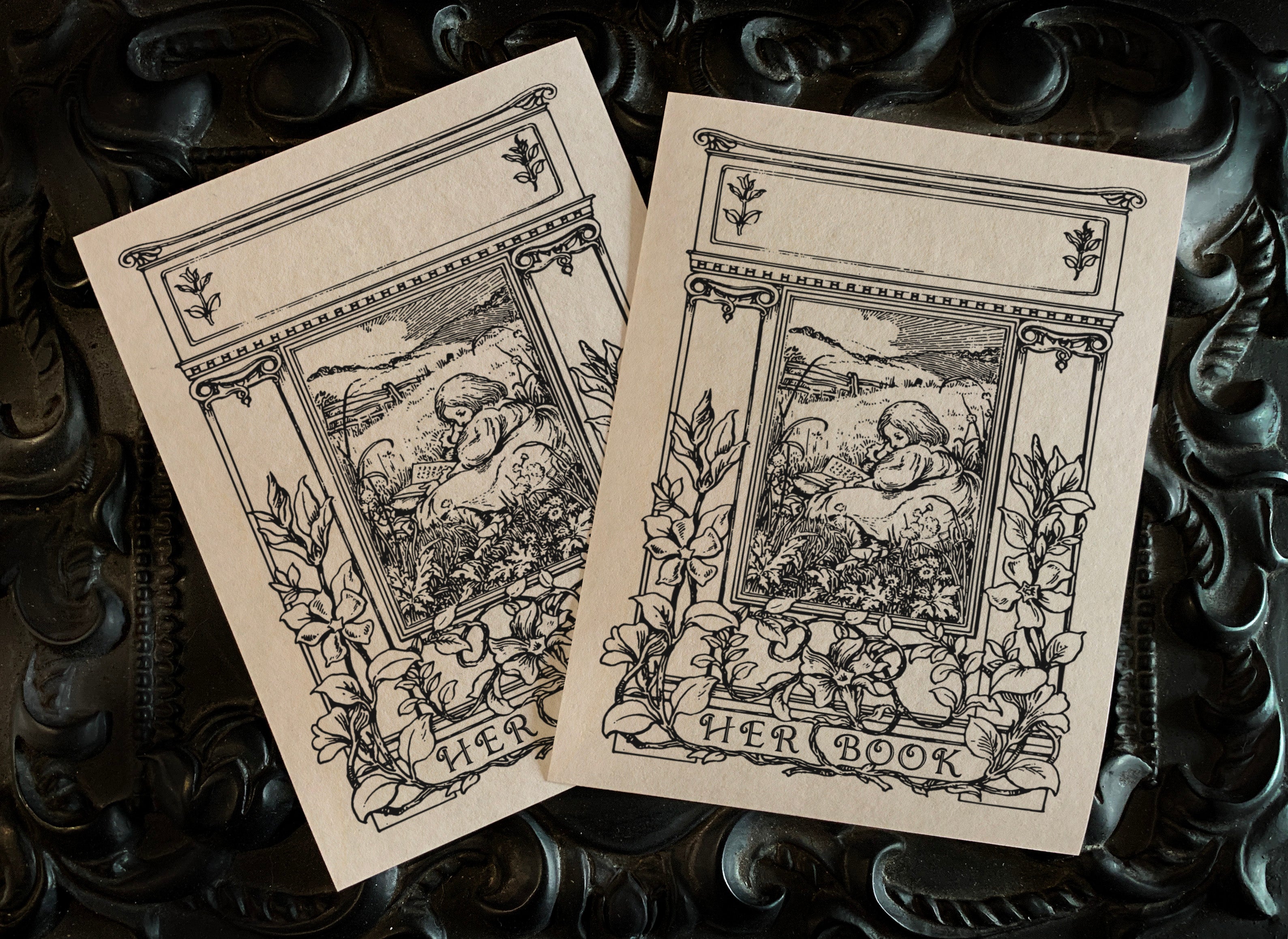 Little Girl Reading, Personalized Ex-Libris Bookplates, Crafted on Traditional Gummed Paper, 3in x 4in, Set of 30