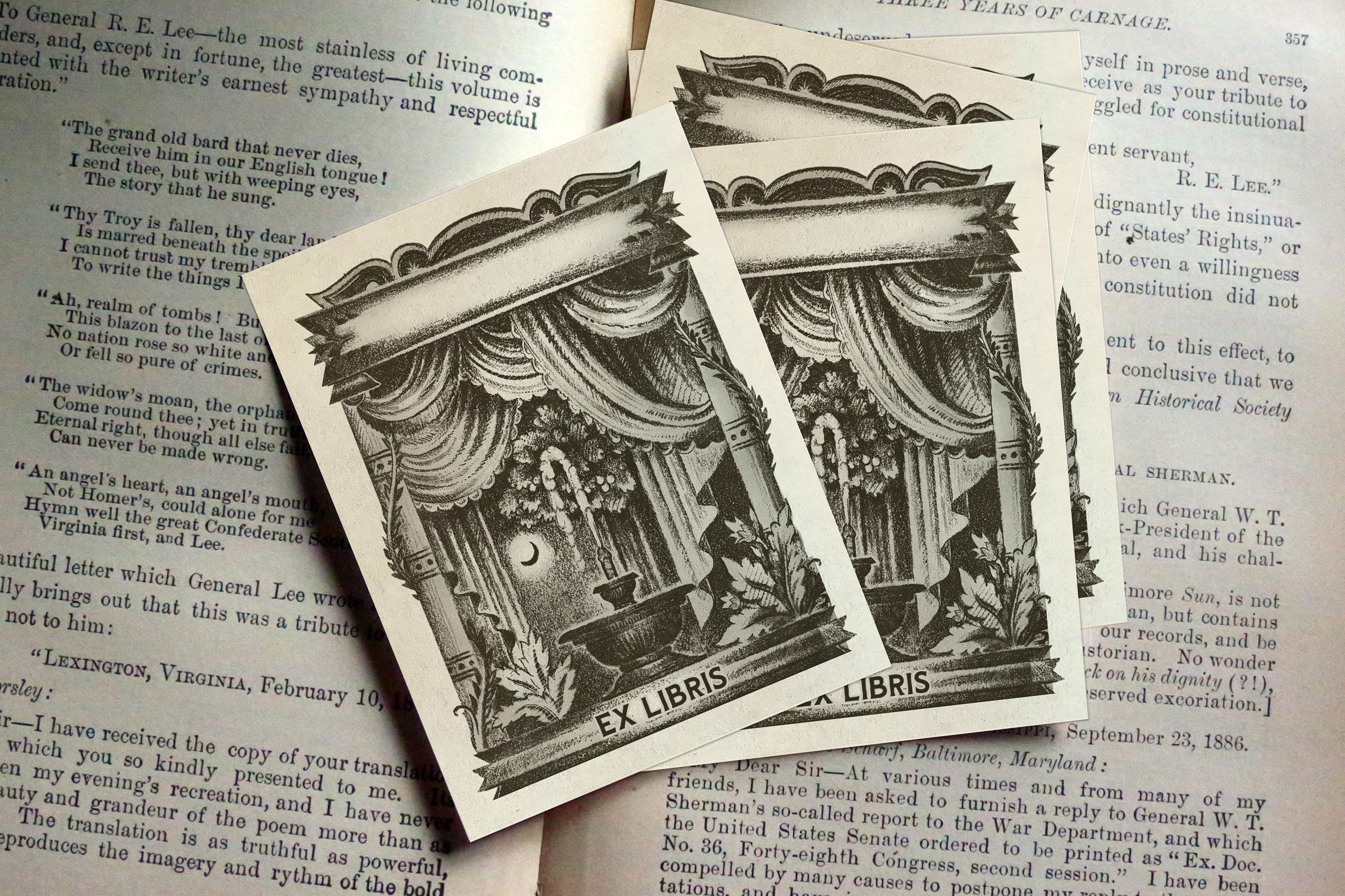 Erotic Fountain, Personalized Ex-Libris Bookplates, Crafted on Traditional Gummed Paper, 3in x 4in, Set of 30