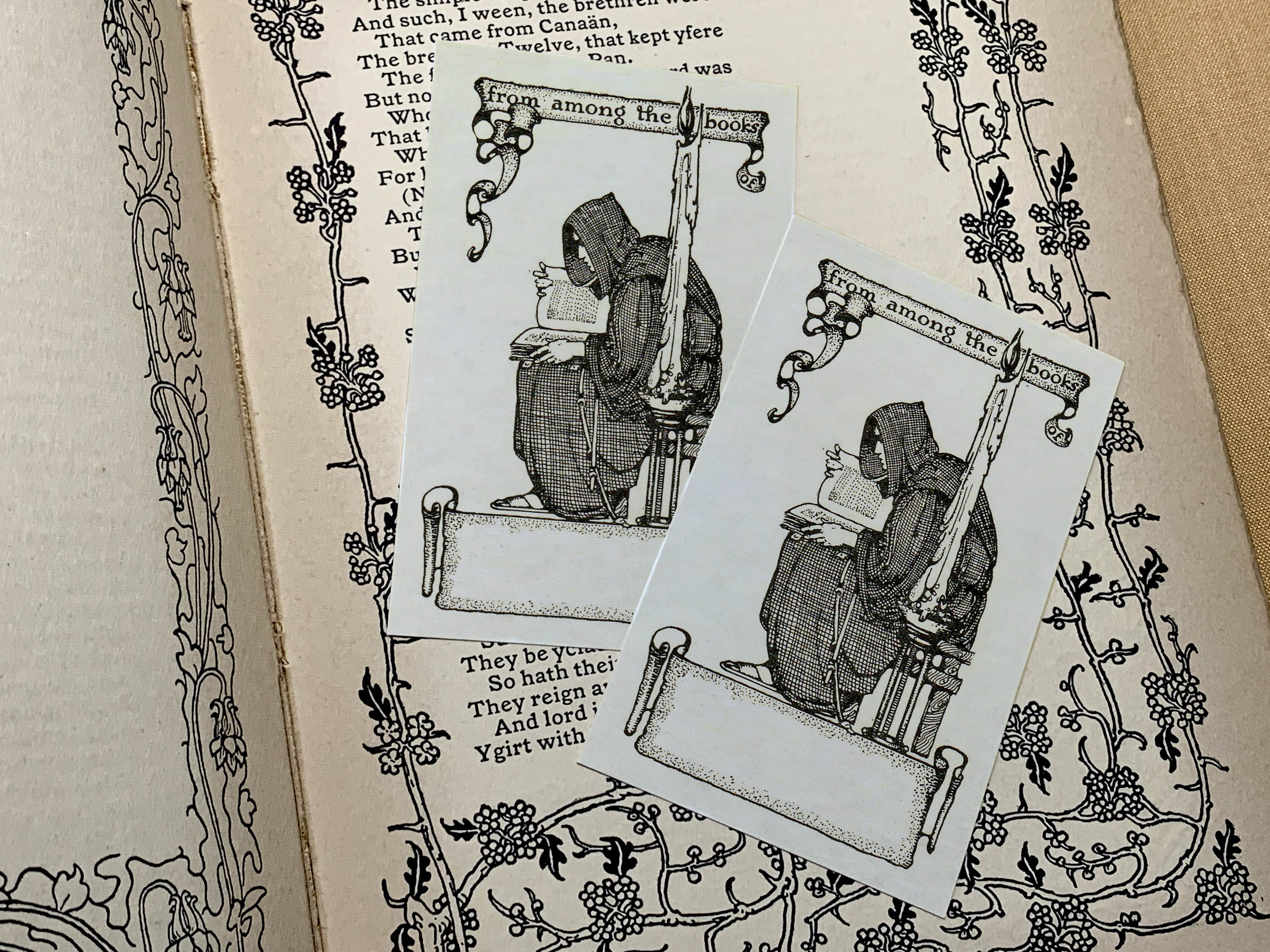 The Monk, Personalized Ex-Libris Bookplates, Crafted on Traditional Gummed Paper, 2.5in x 4in, Set of 30