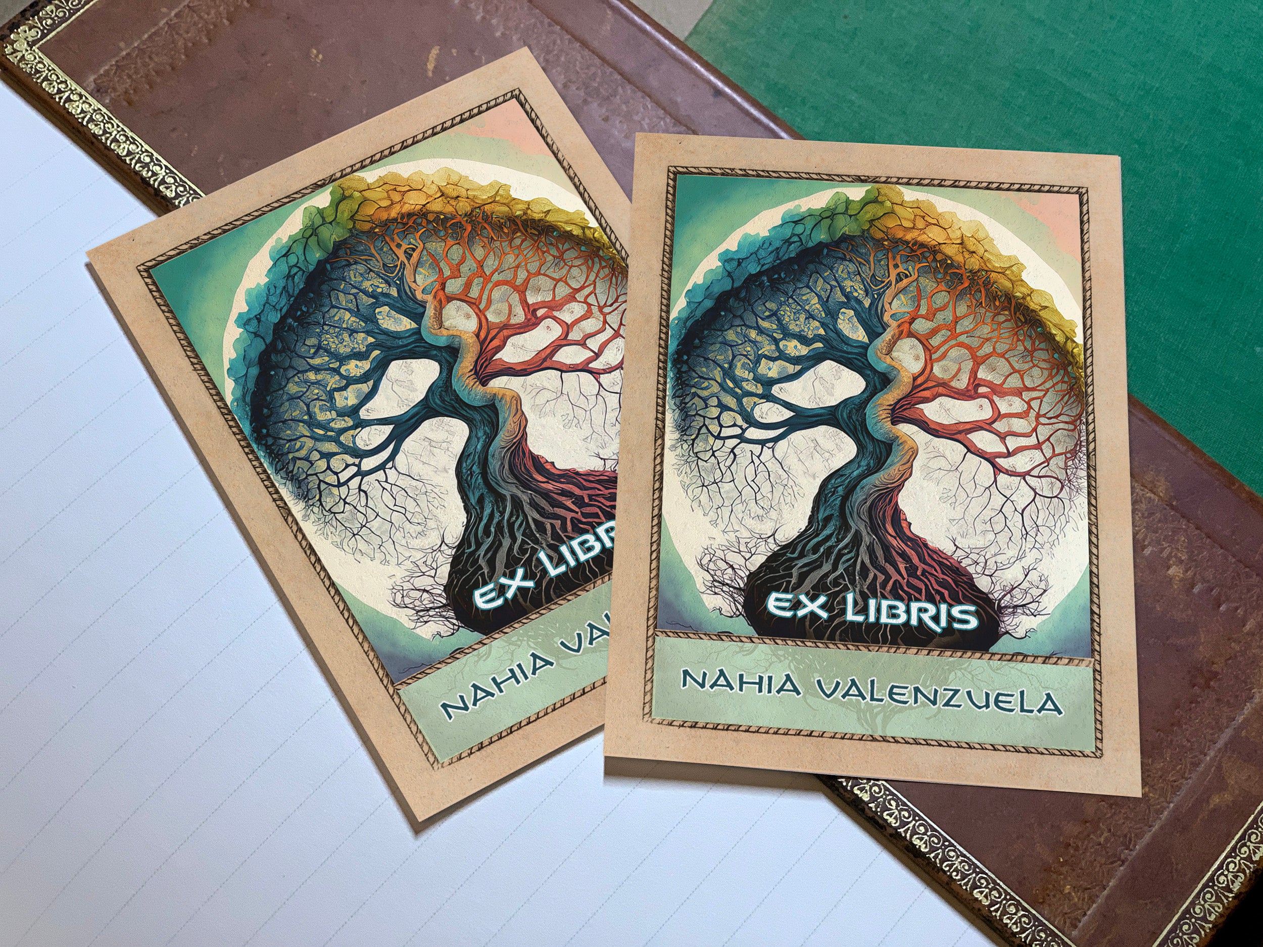 Yggdrasil, Personalized Ex-Libris Bookplates, Crafted on Traditional Gummed Paper, 3in x 4in, Set of 30