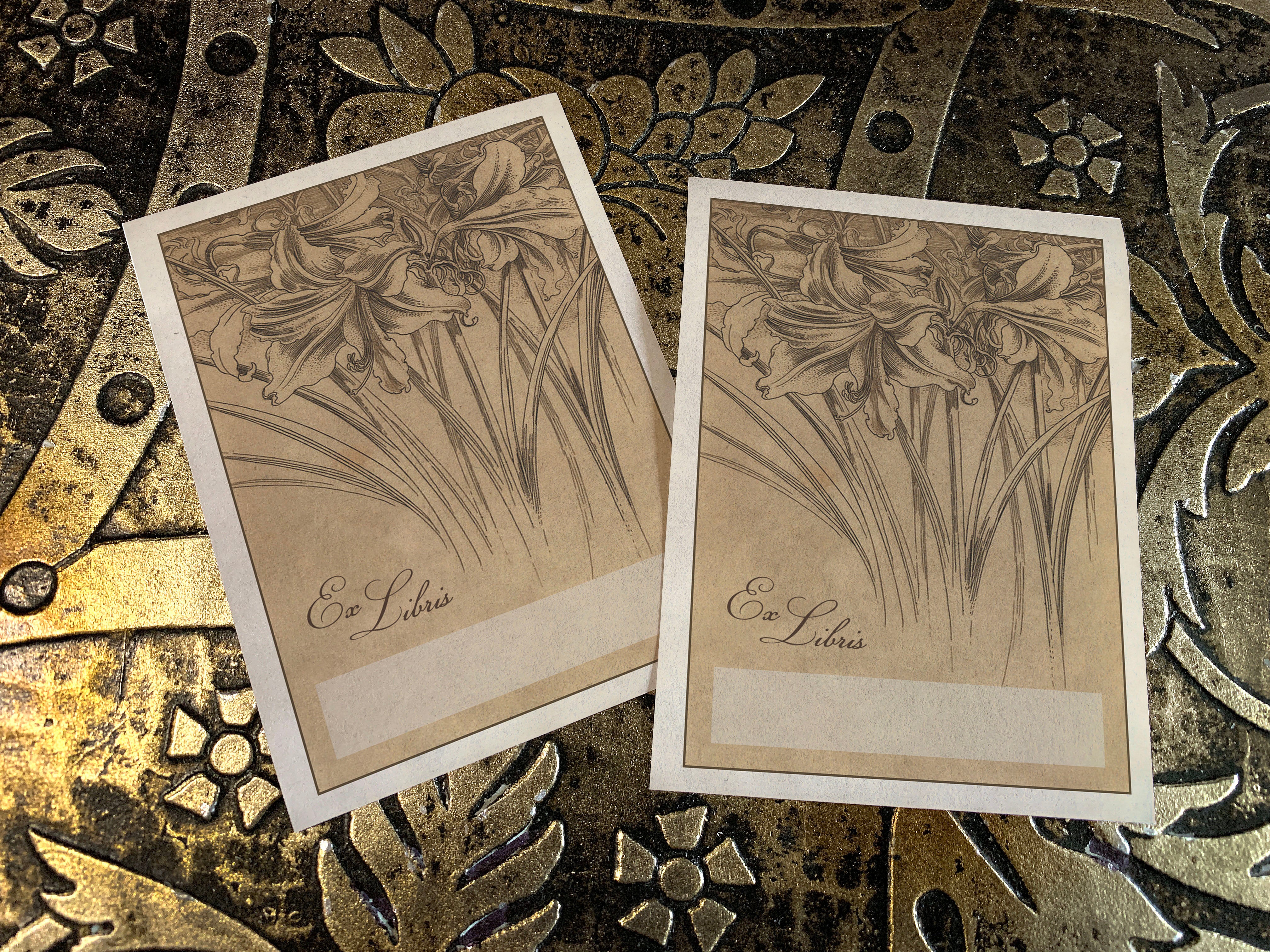 Amaryllis, Personalized Ex-Libris Bookplates, Crafted on Traditional Gummed Paper, 3in x 4in, Set of 30