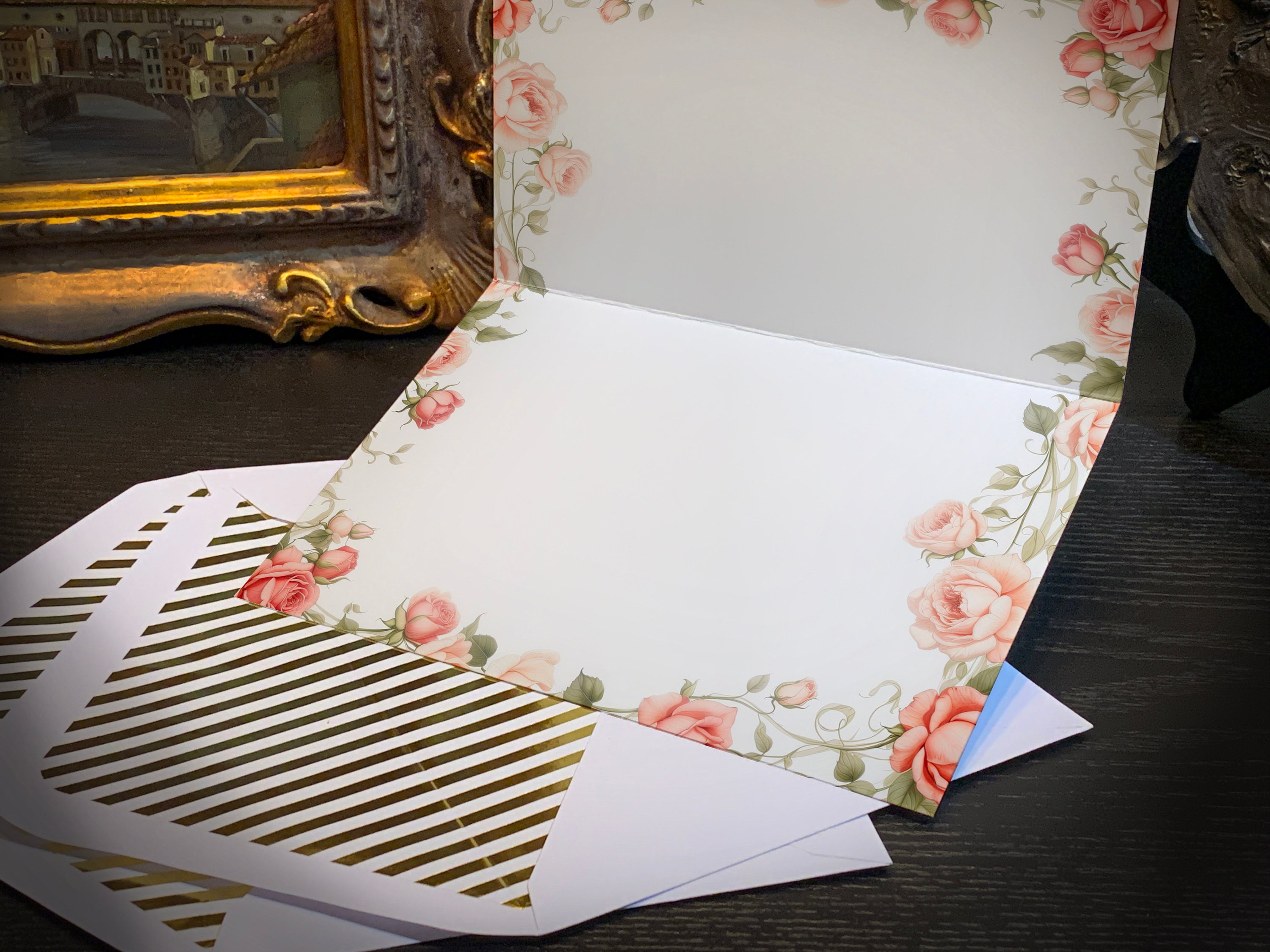 Sleeping Beauty, Everyday Greeting Cards with Elegant Striped Gold Foil Envelopes, 5in x 7in