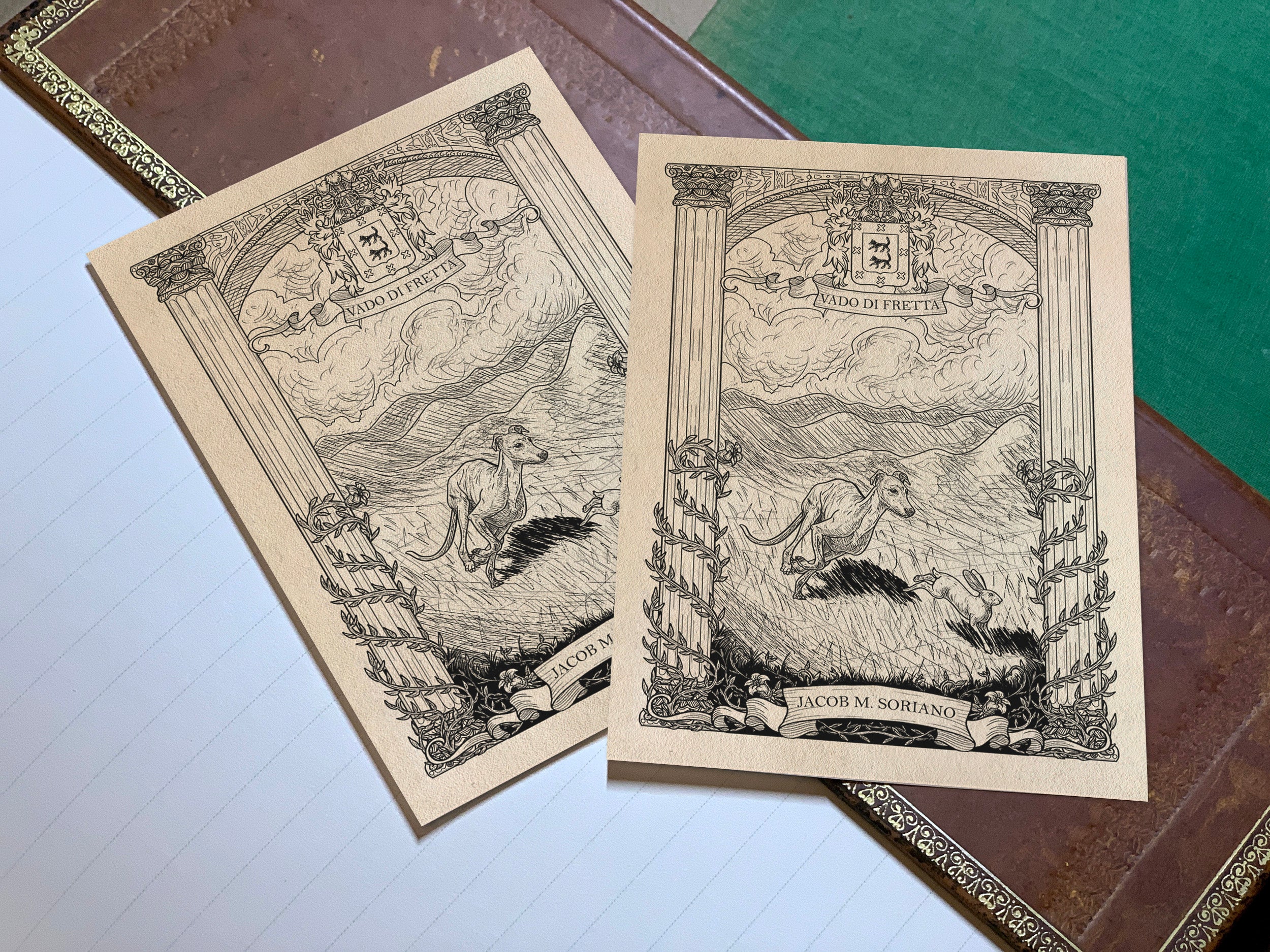 Soriano CUSTOM ORDER, Personalized Ex-Libris Bookplates, Crafted on Traditional Gummed Paper, 4in x 3in, 150 Pieces
