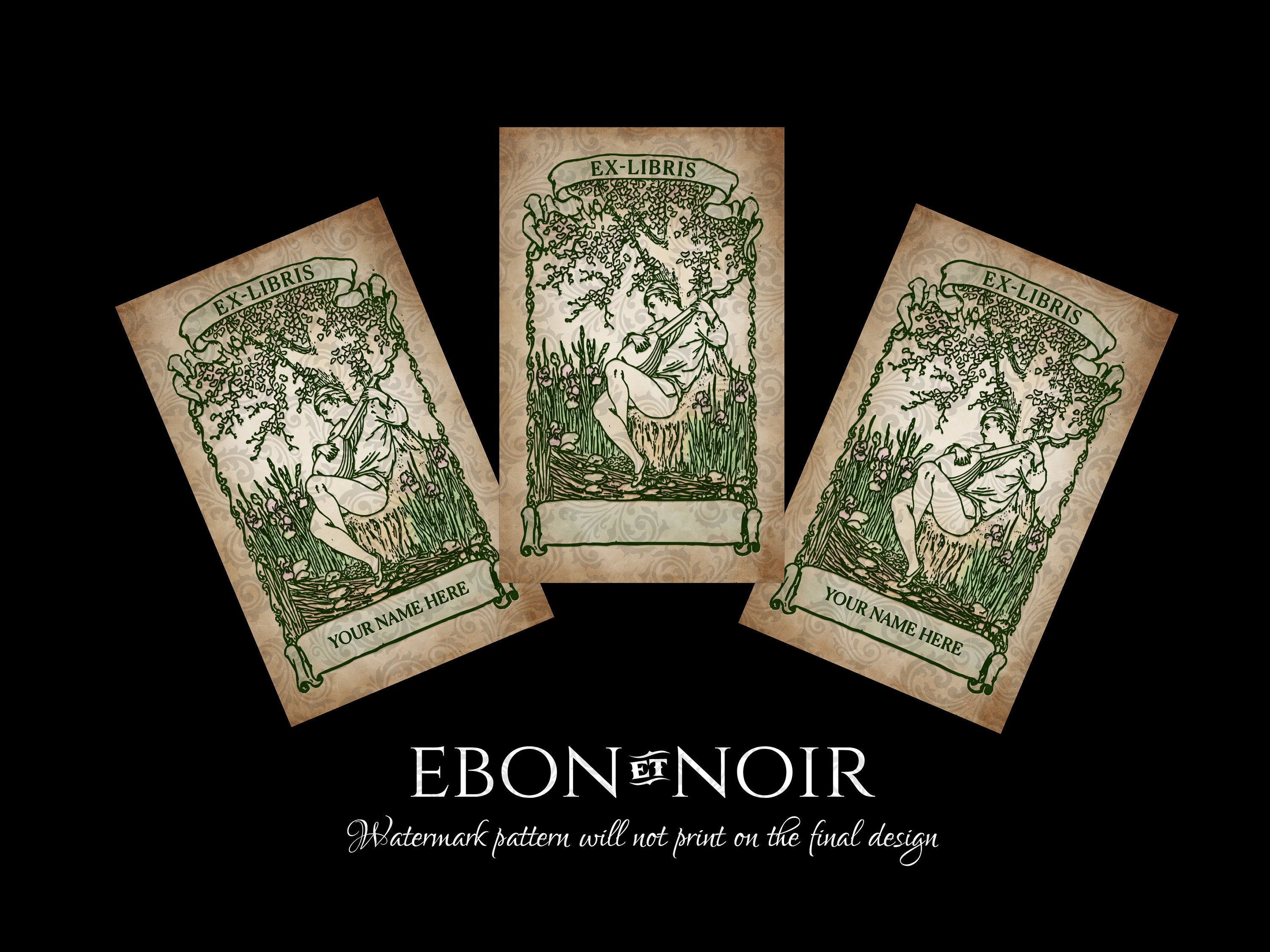 Bard with Lute, Personalized Ex-Libris Bookplates, Crafted on Traditional Gummed Paper, 2.5in x 4in, Set of 30