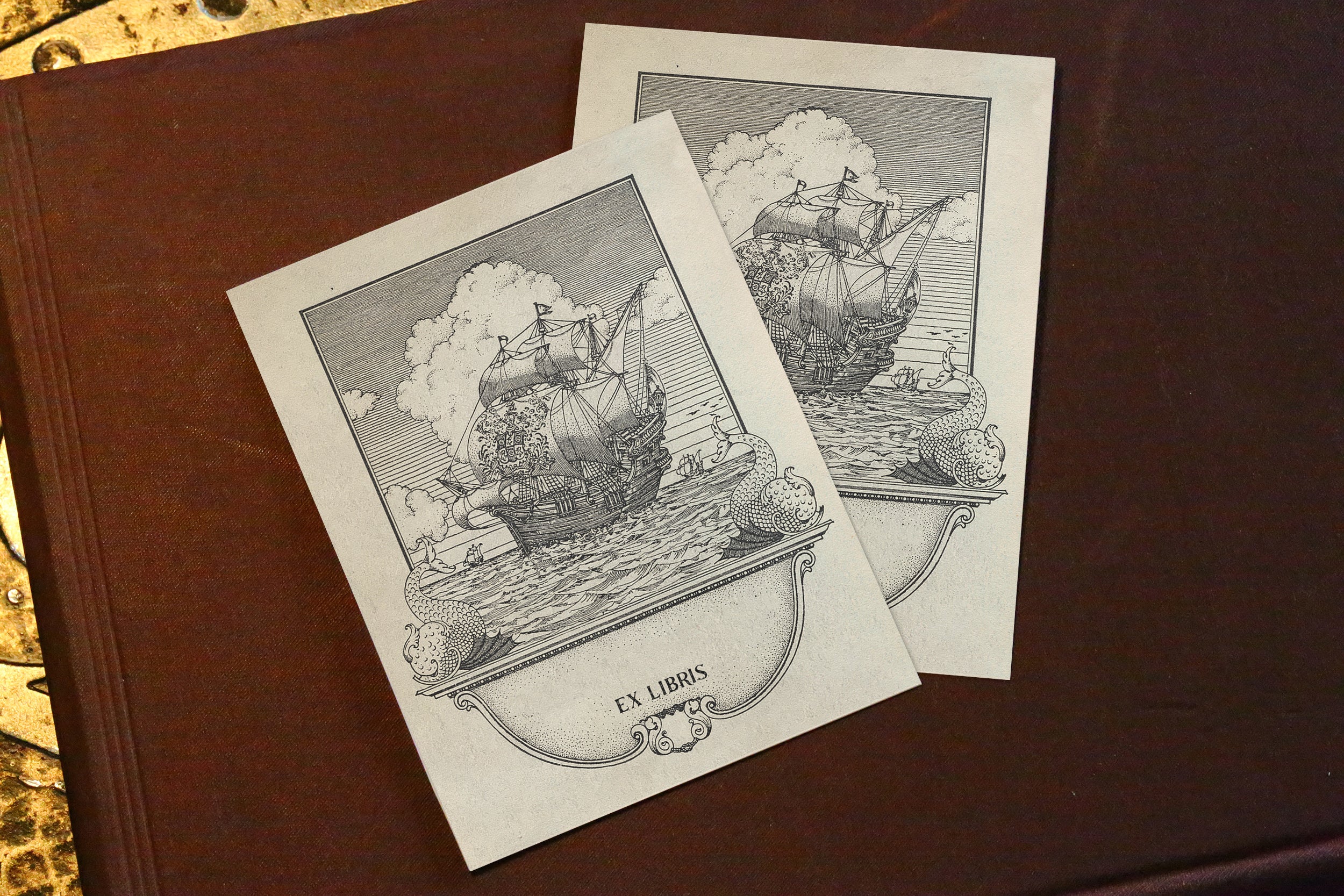 Maritime Odyssey, Personalized Nautical Ex-Libris Bookplates, Crafted on Traditional Gummed Paper, 3in x 4in, Set of 30