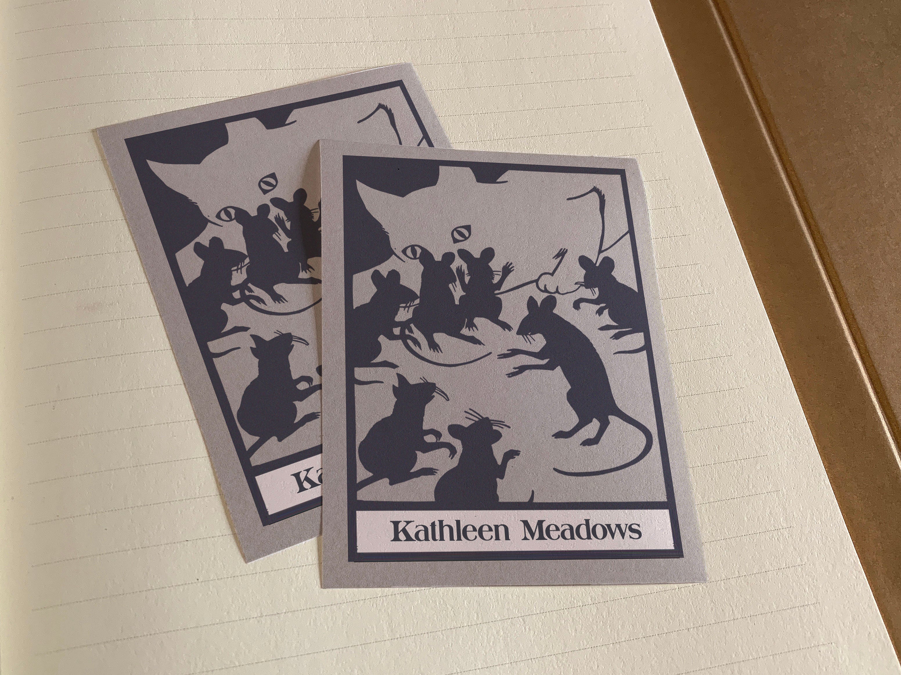 Cat and Mice, Personalized Ex-Libris Bookplates, Crafted on Traditional Gummed Paper, 3in x 4in, Set of 30