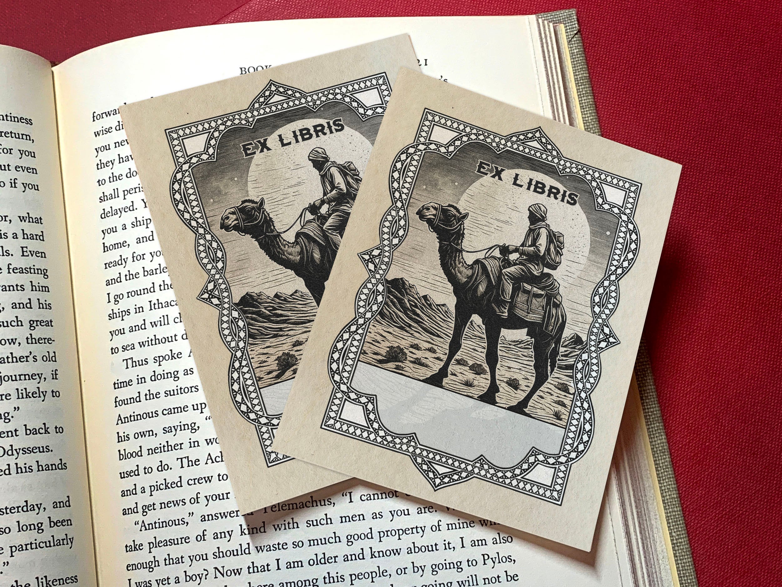 Desert Journey, Personalized Ex-Libris Bookplates, Crafted on Traditional Gummed Paper, 3in x 4in, Set of 30